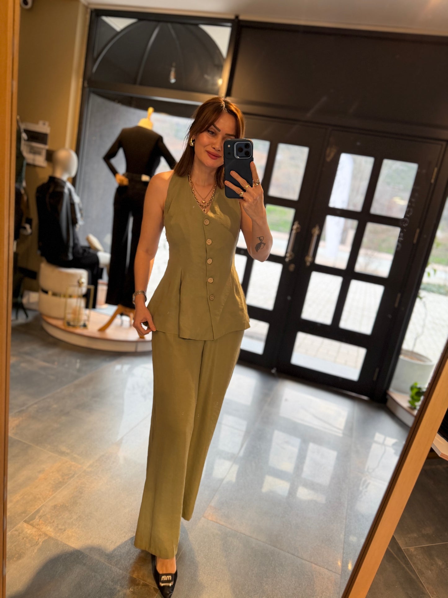 Newstar 6 Haki Tensel Yelek & Pantolon Takım