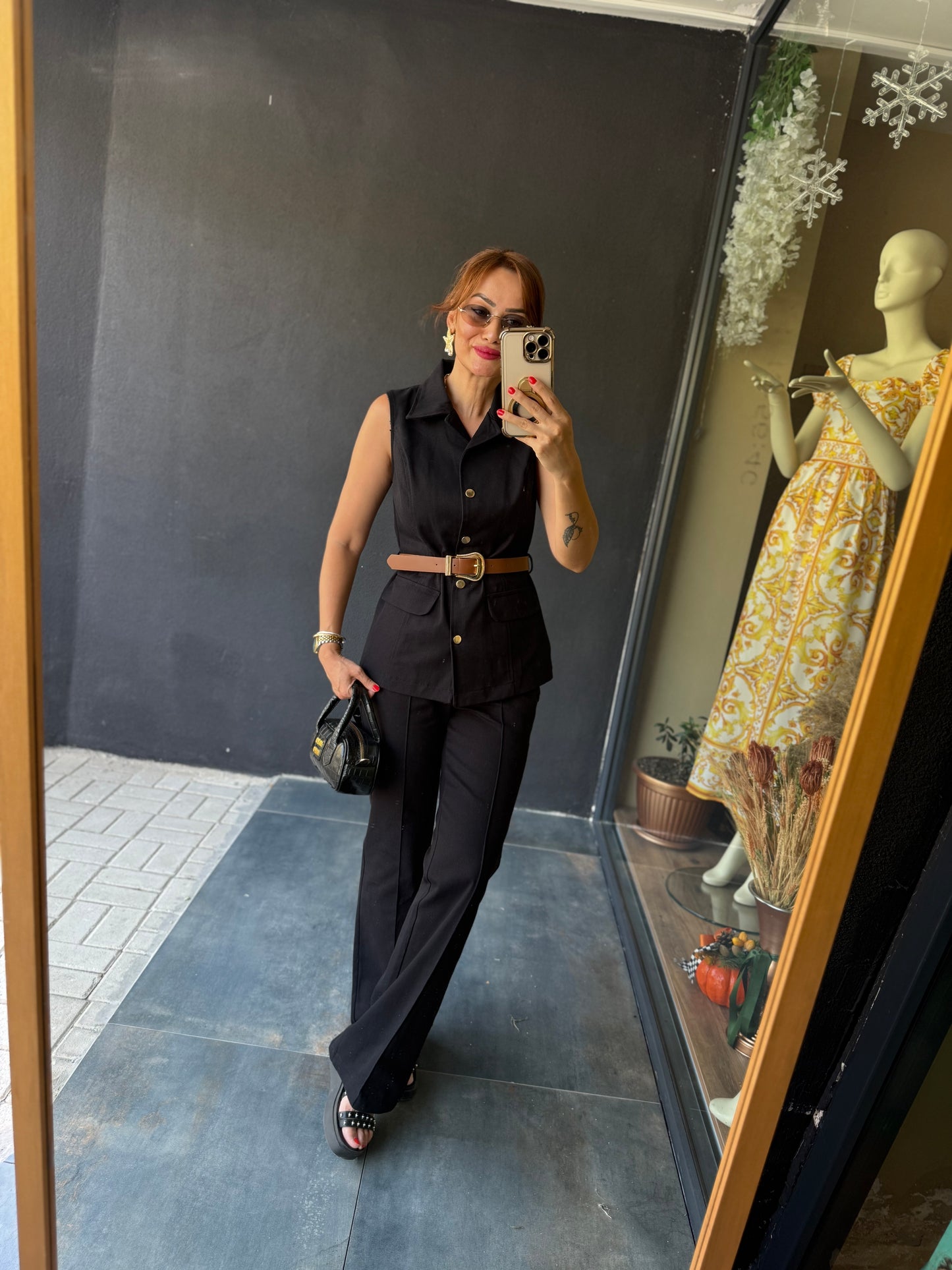 Hıty Siyah Jean Yelekli Takım