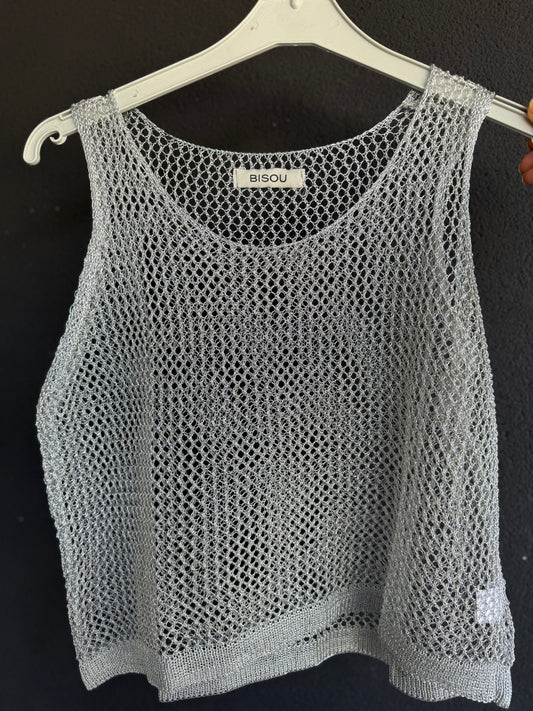 Bisyu Gümüş Varaklı Bluz