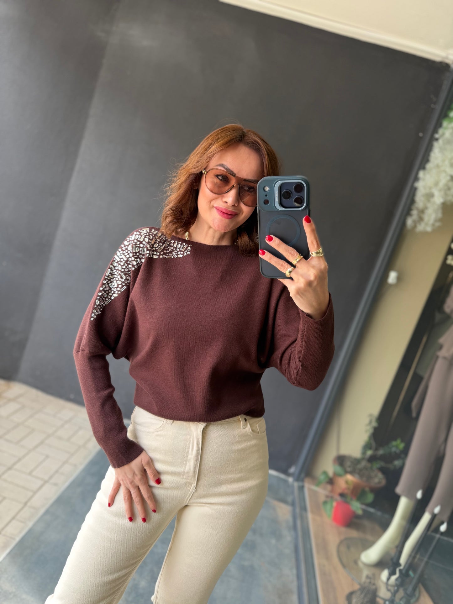 Crowi Kahve Elit Triko Bluz