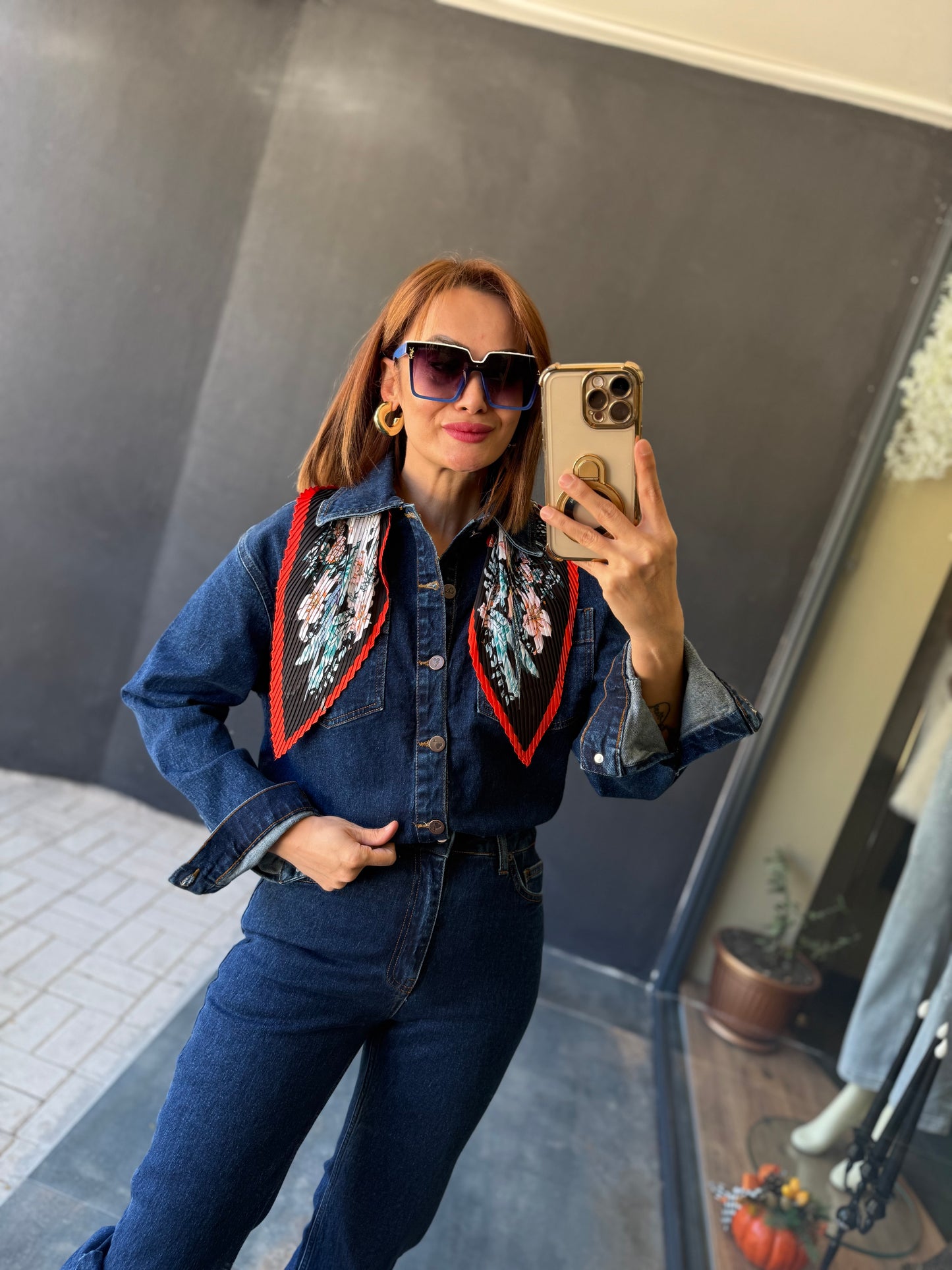 Xlove Mavi Toparlayıcı Jean Tulum