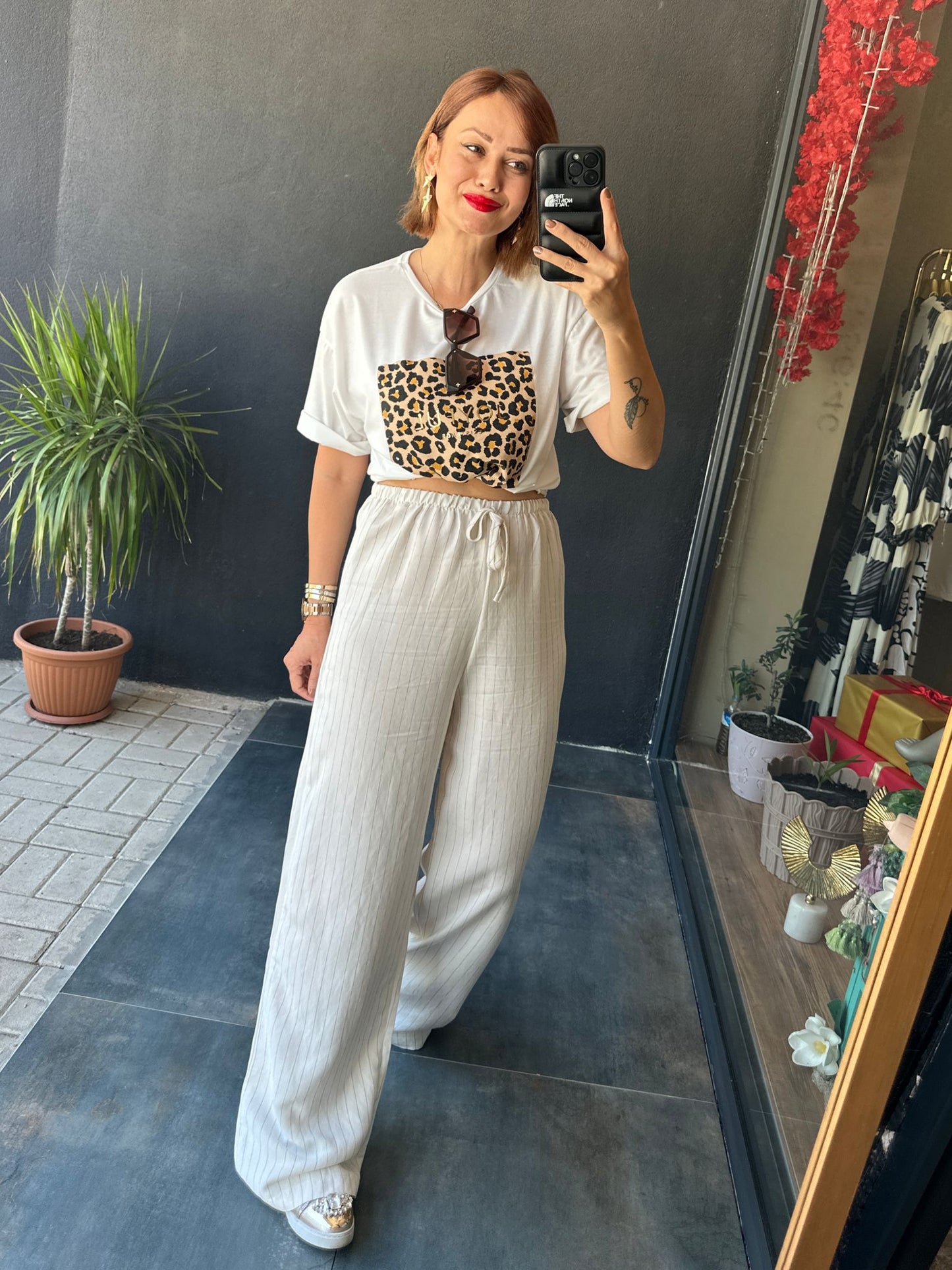 Mzr Marin Çizgili Palazzo pantolon