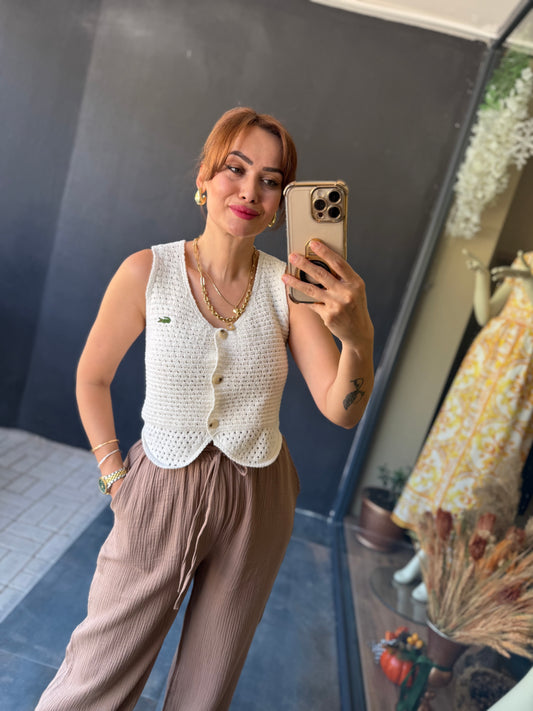 Mathe Krem Elit Örme Yelek