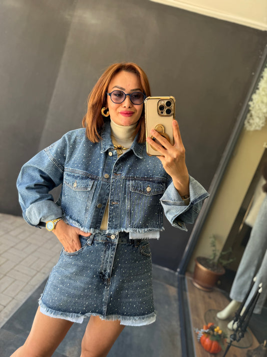 Coli Mavi Etek &Ceket Takımm