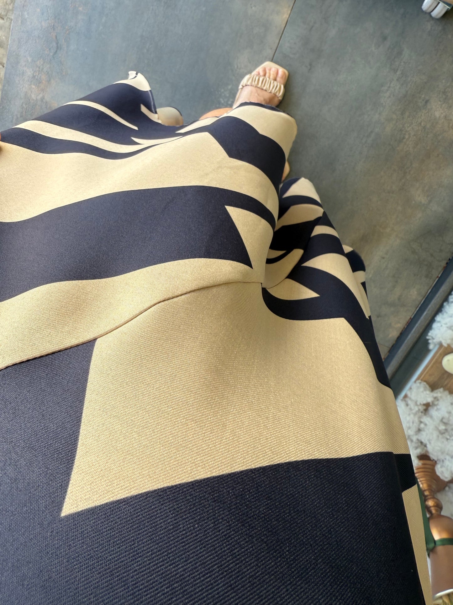 Alba Lacivert Keten Midi Elbise