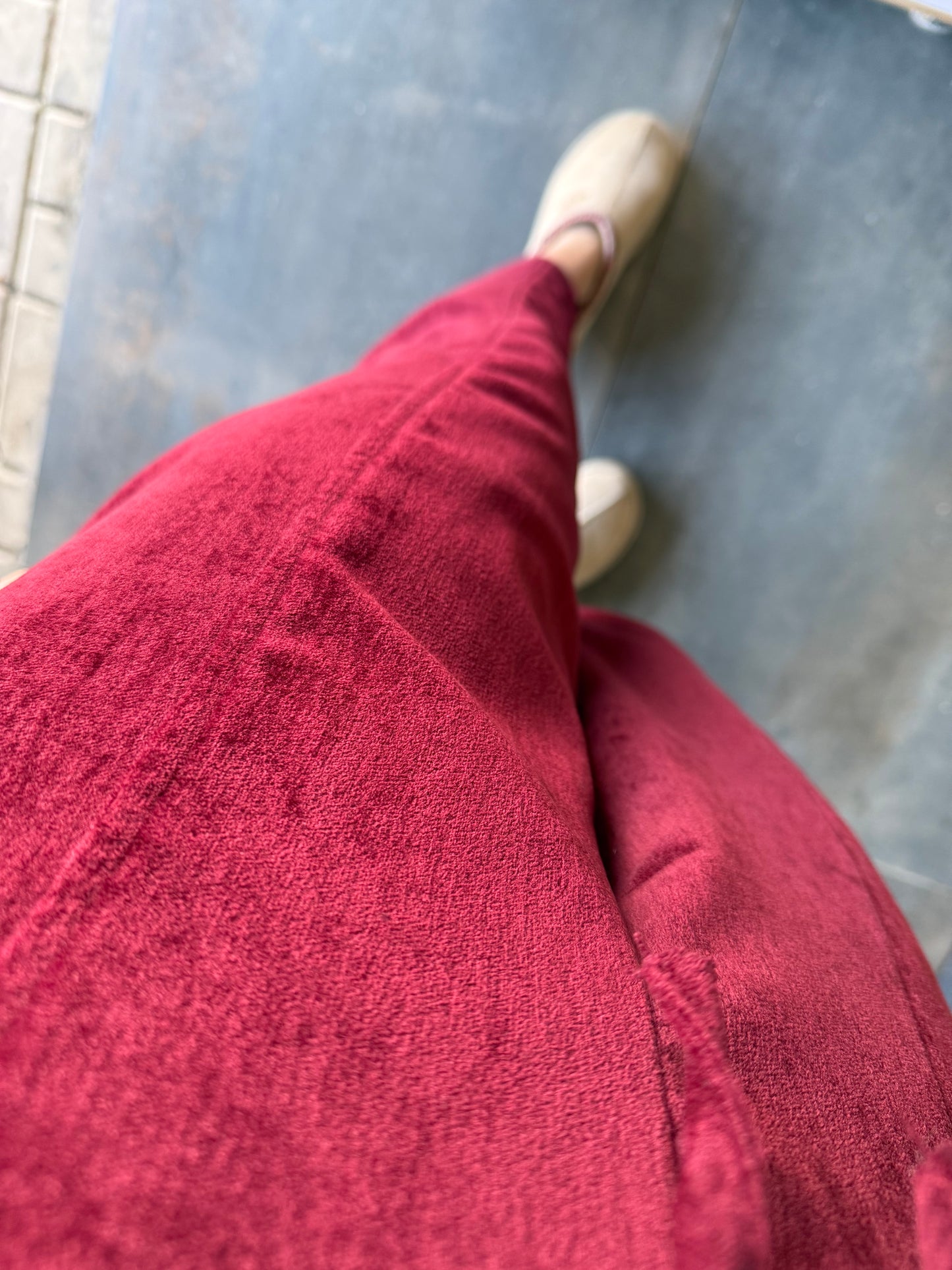 Sorry Bordo Kadife Pantolon