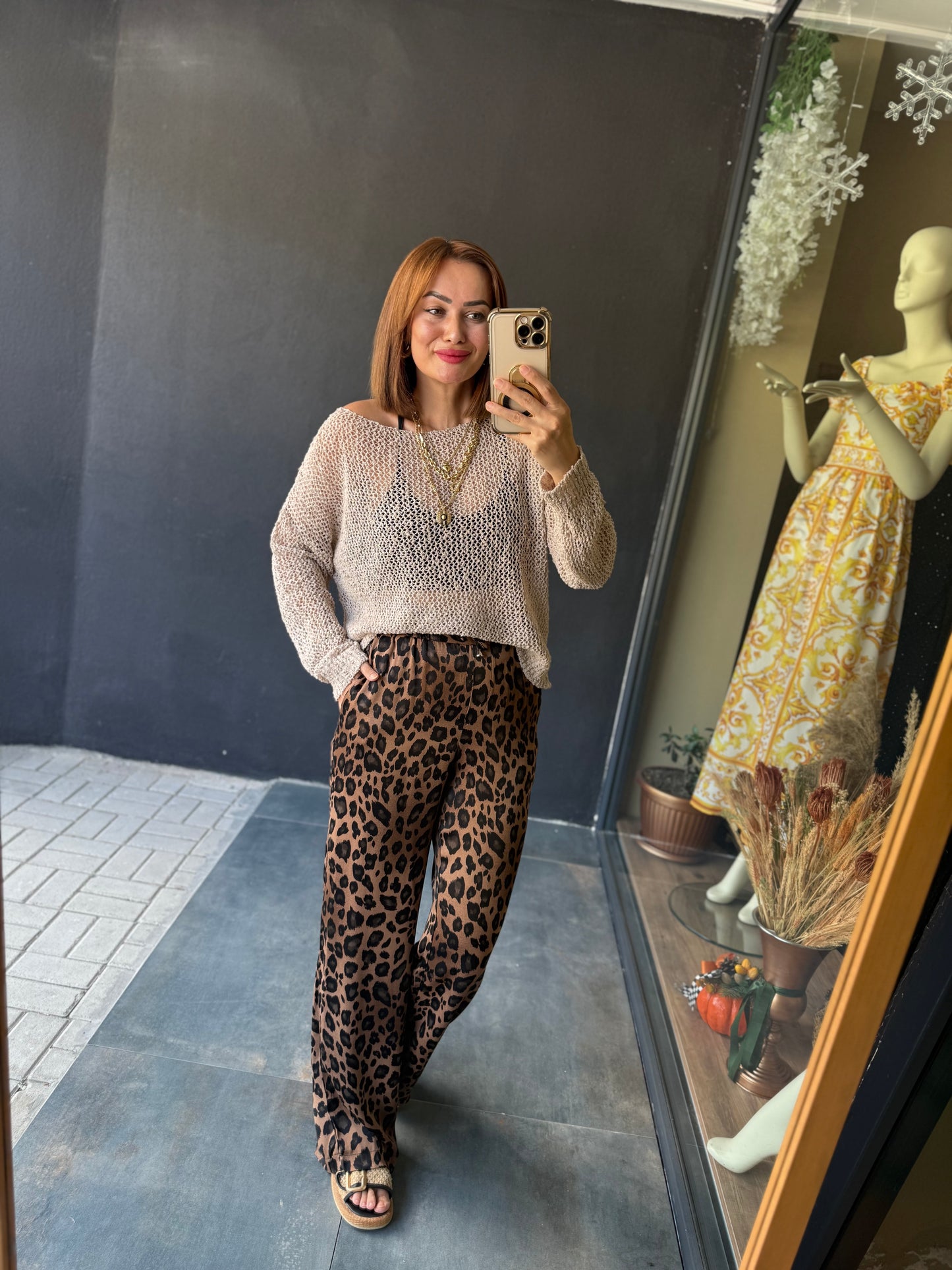 Virna Kahve Leopar Pantolon