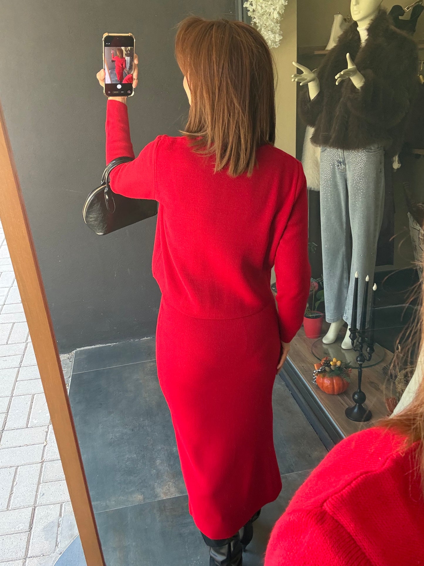 Tria Kırmızı Etek & Hırka Takım