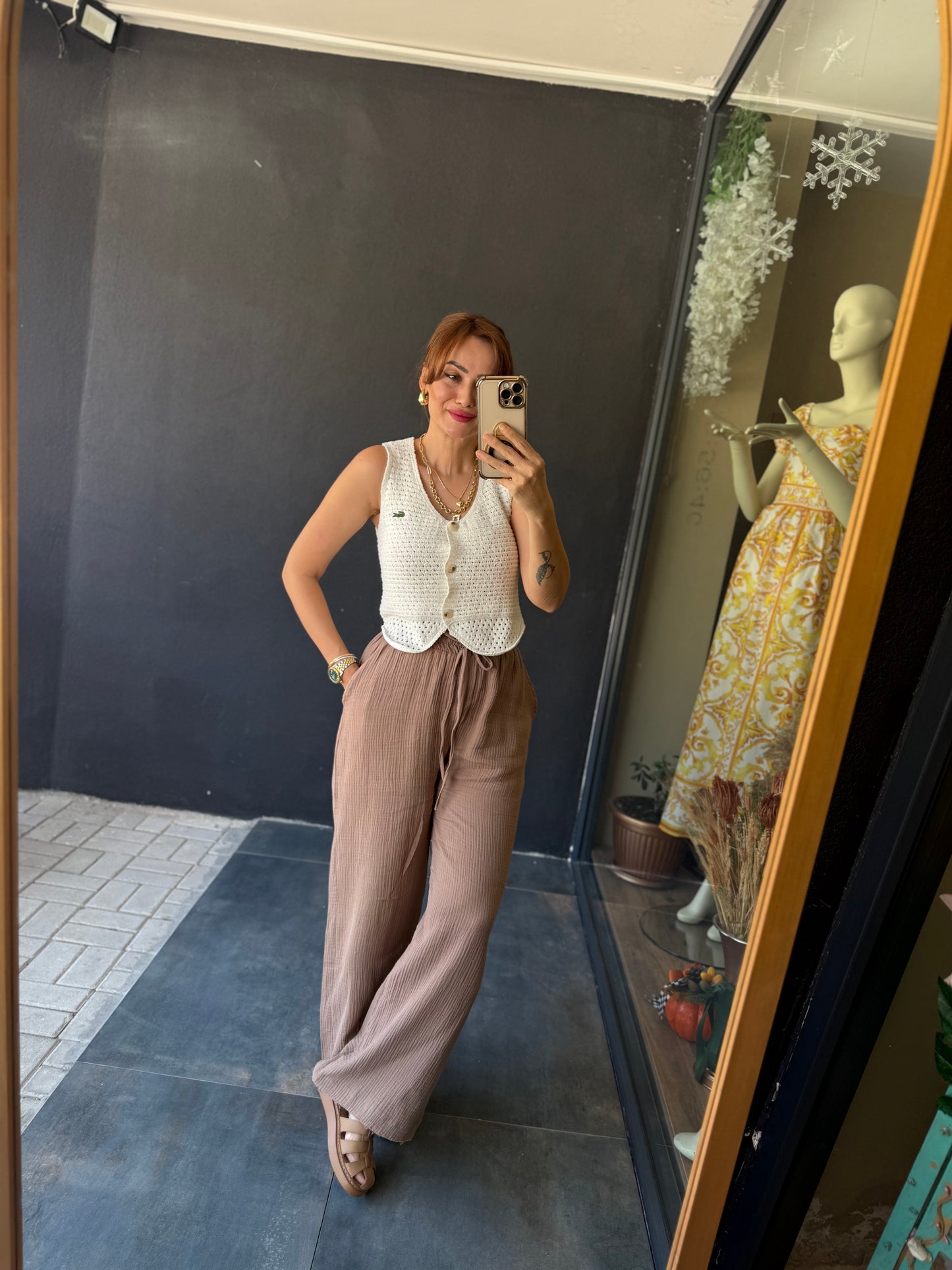 Summer Kahve Müslin Pantolon