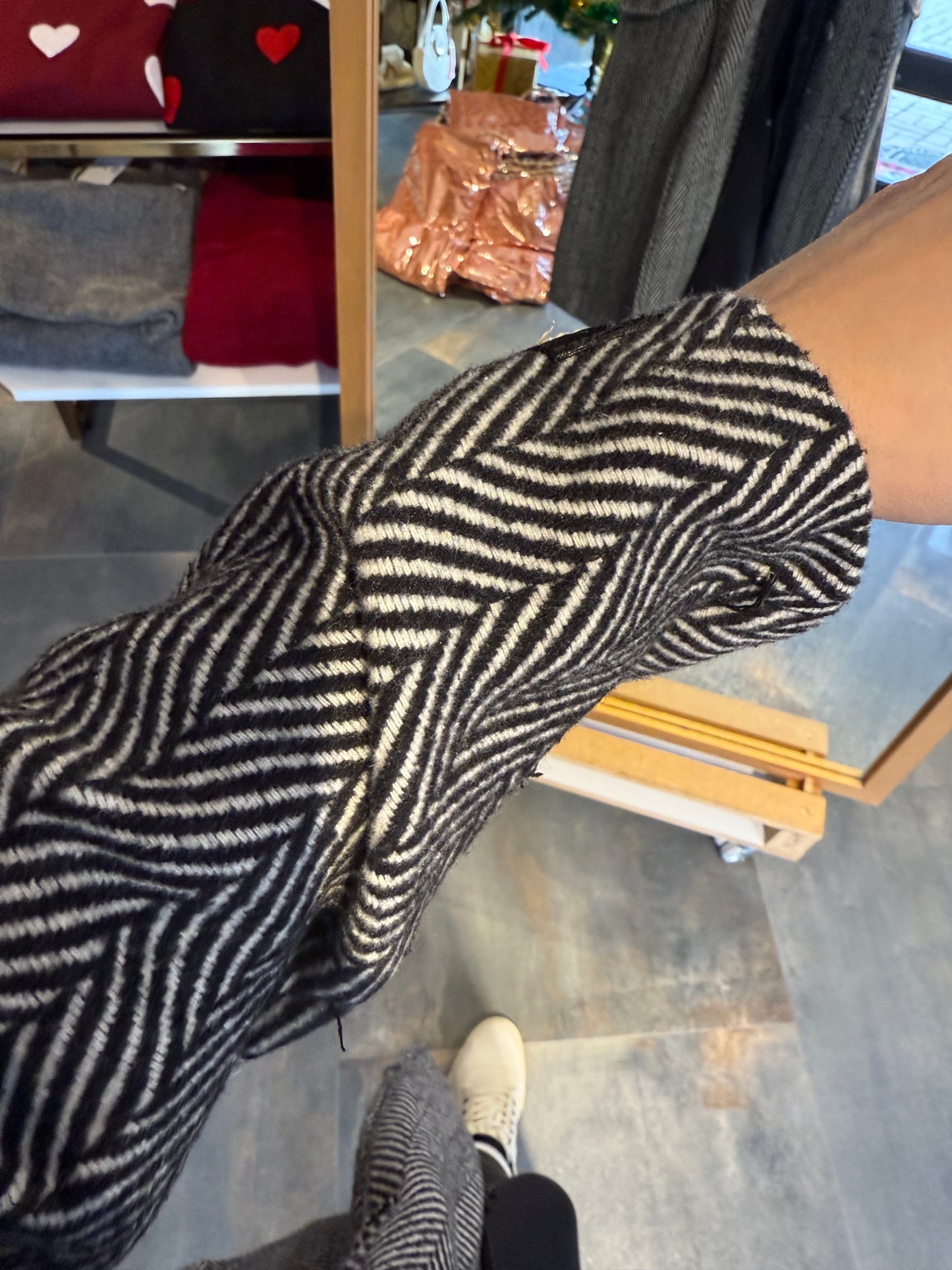 Keyja Siyah Çizgili Yelekli Kaşe Kaban