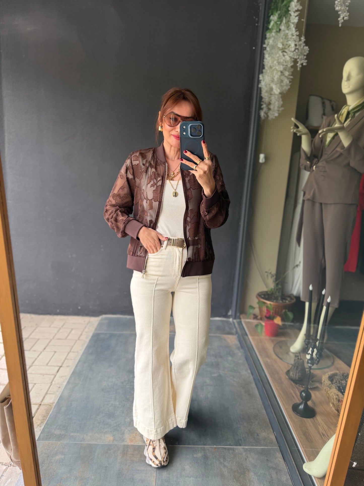 Paula Kahve Organze Bomber Ceket