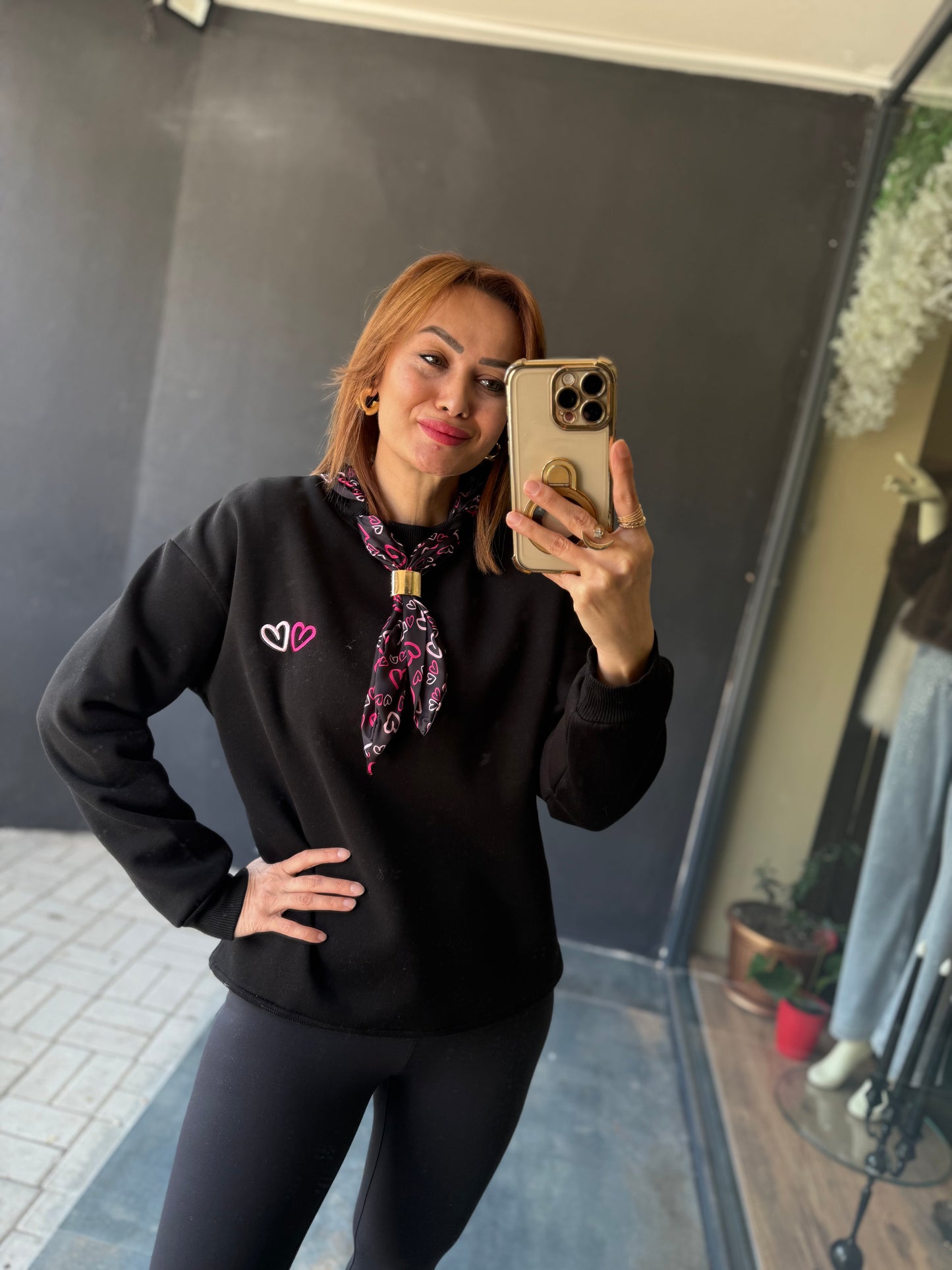 Boho Siyah Aksesuar Detaylı Sweat