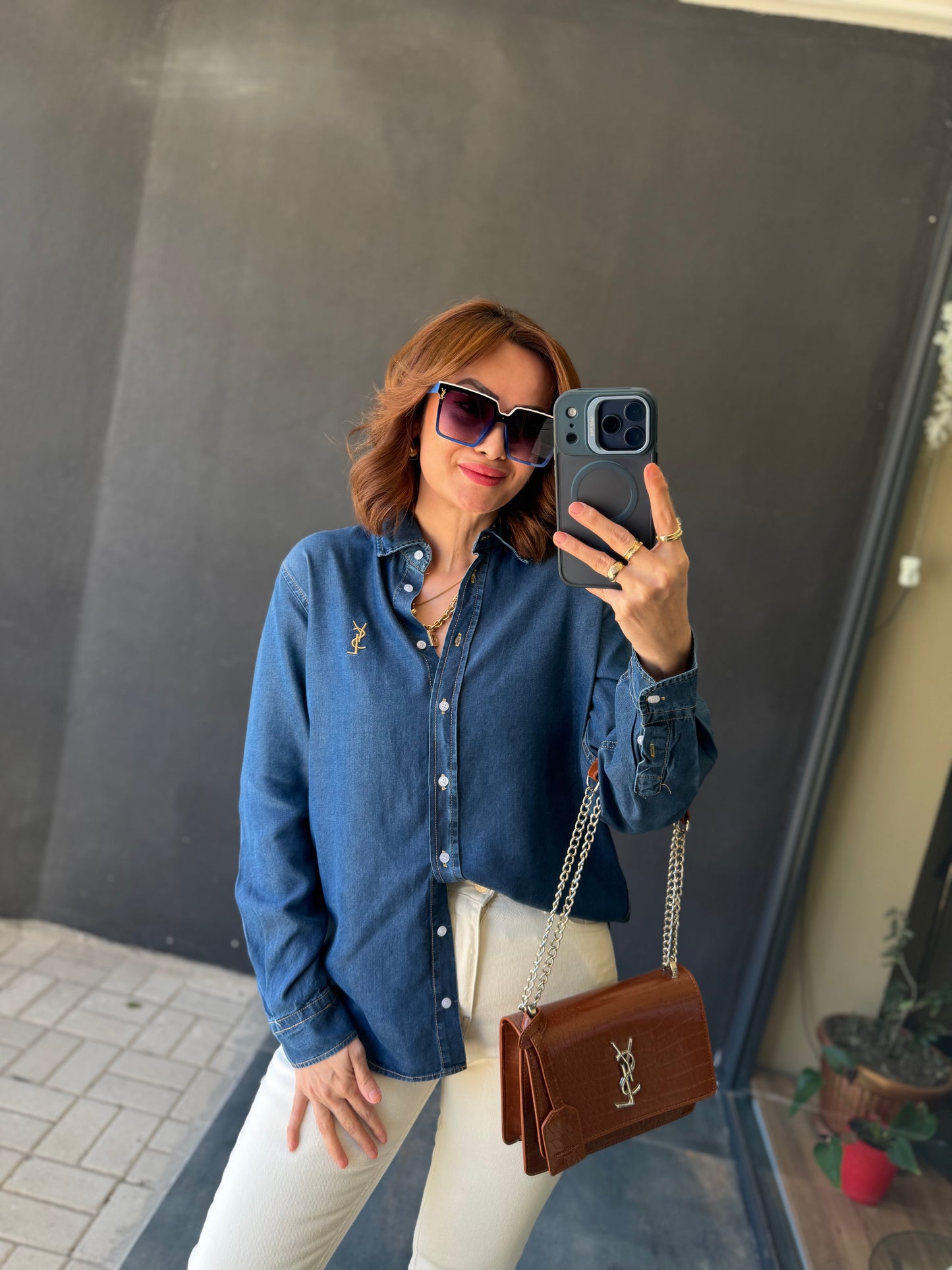 Milami Mavi Tensel Gömlek