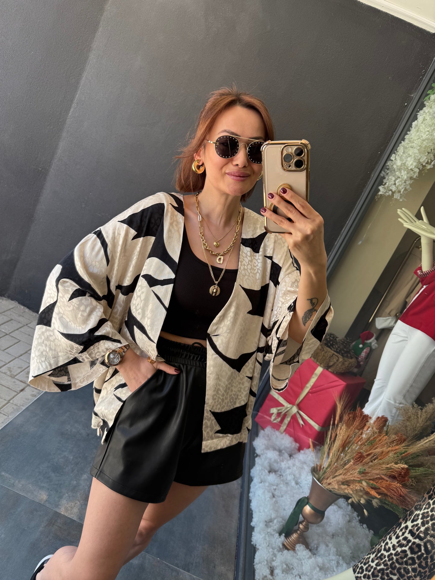 Kotto Siyah Desenli Blazer Ceket