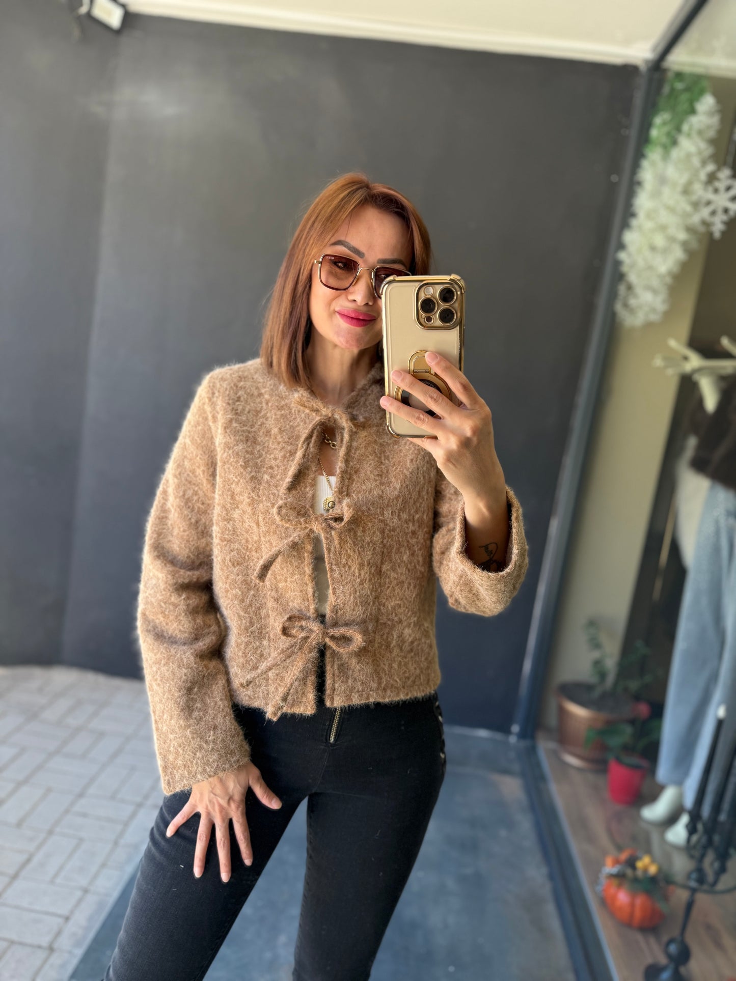 Creyn Kahve Keçe Hırka