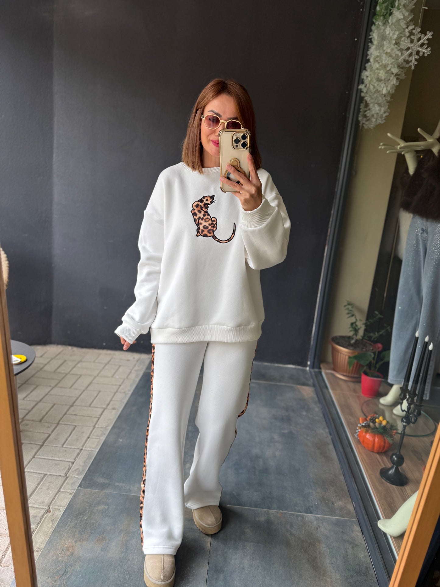 Ladima Beyaz Şardonlu Eşofman Takımı