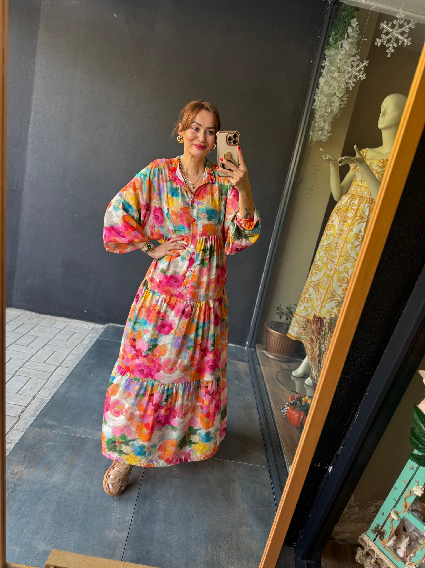 Naryn Renkli Tensel Elbise