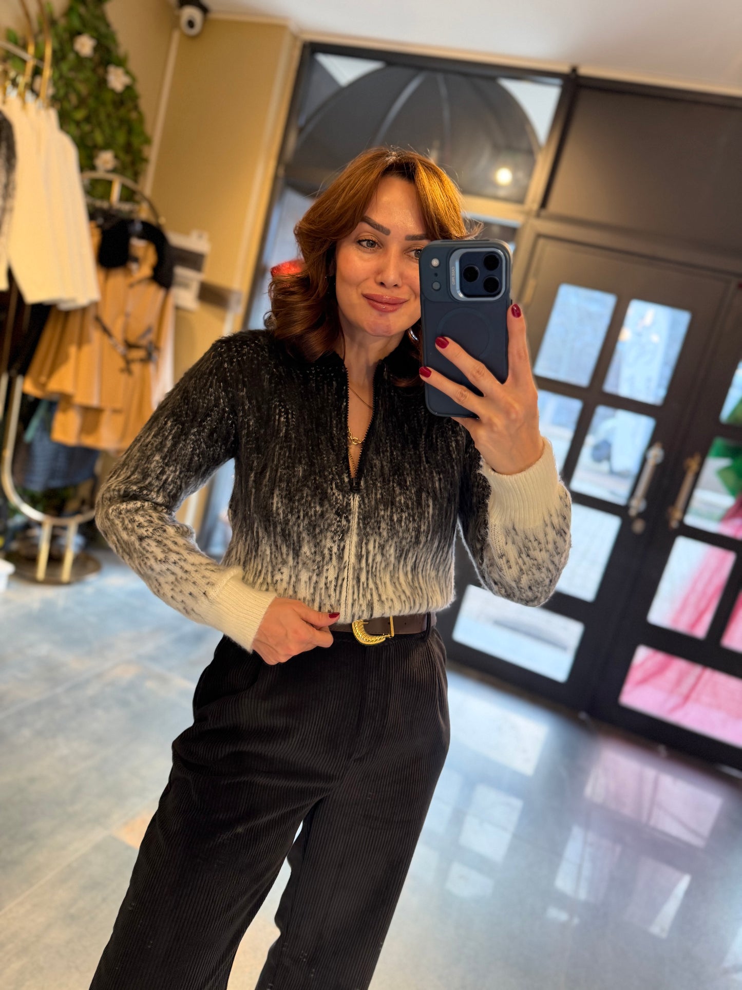 Bali Fermuar Detaylı Kaşmir Hırka