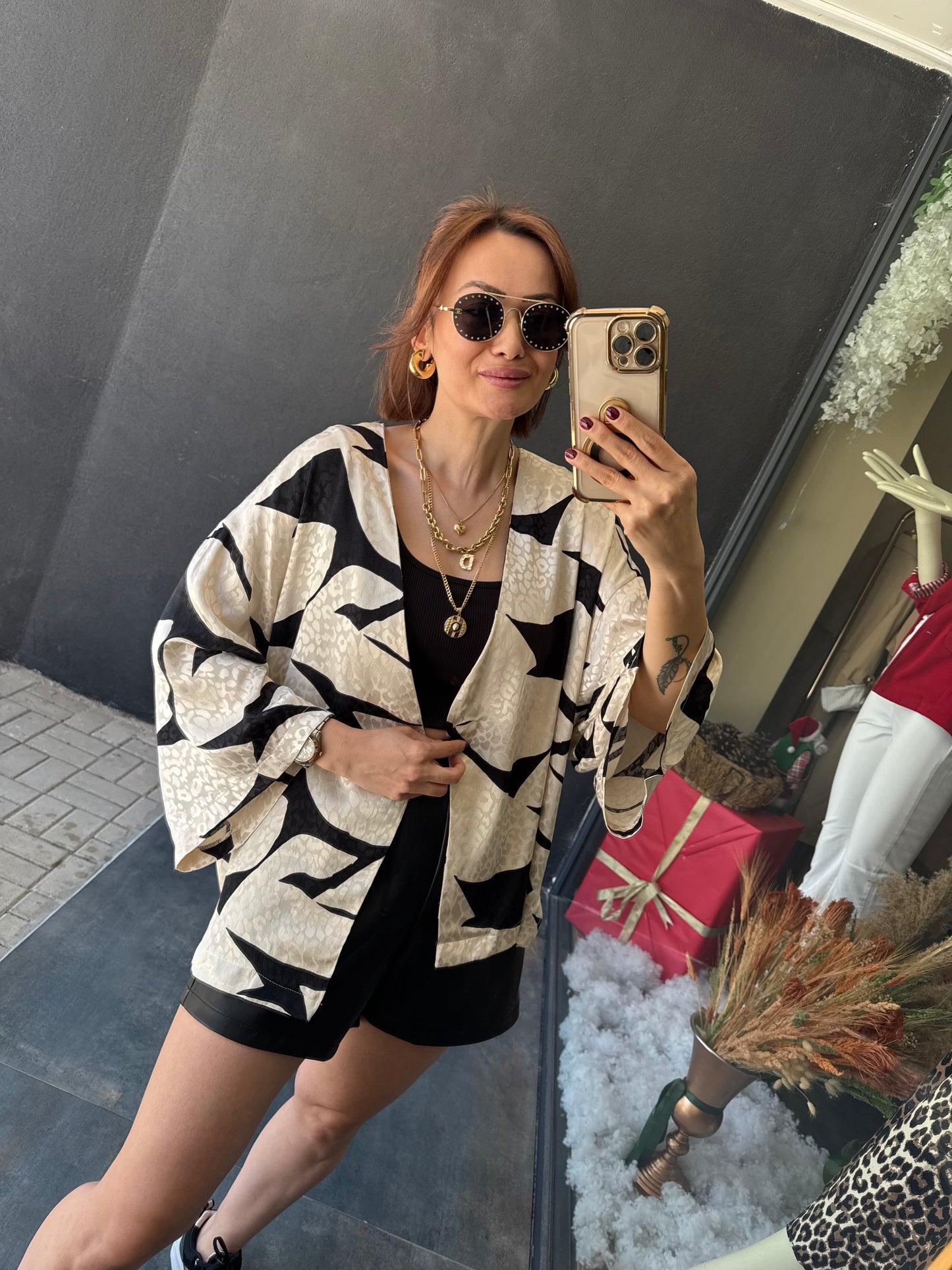 Kotto Siyah Desenli Blazer Ceket