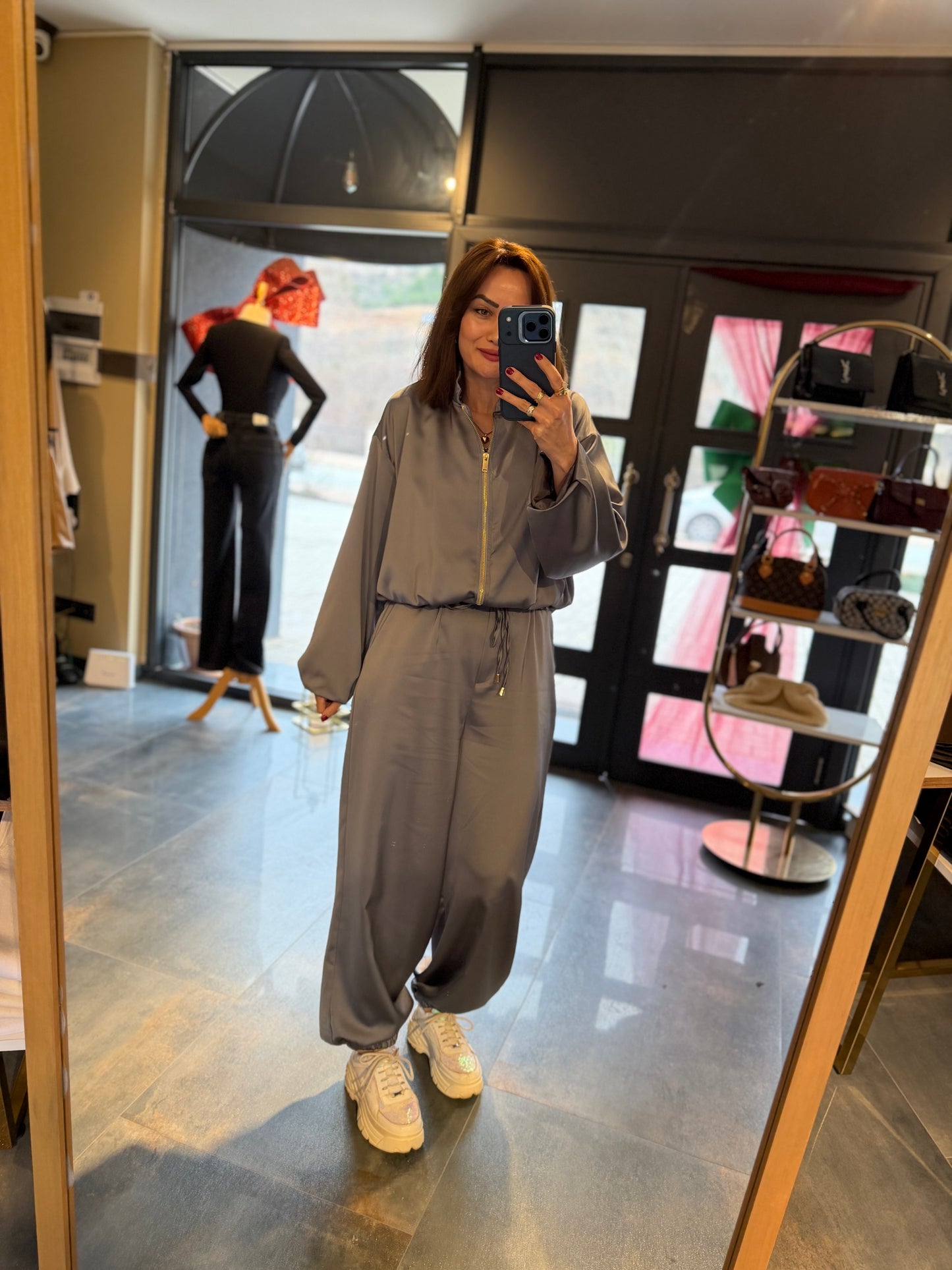 Norman Gri Saten Takım