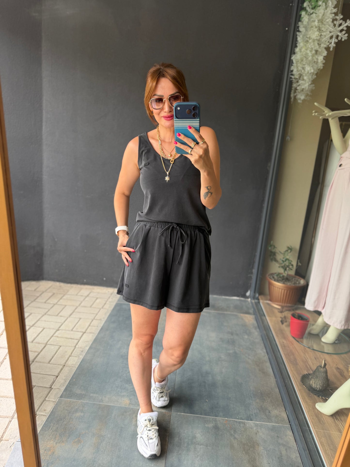 Siyah Aura Modal Şort Takım