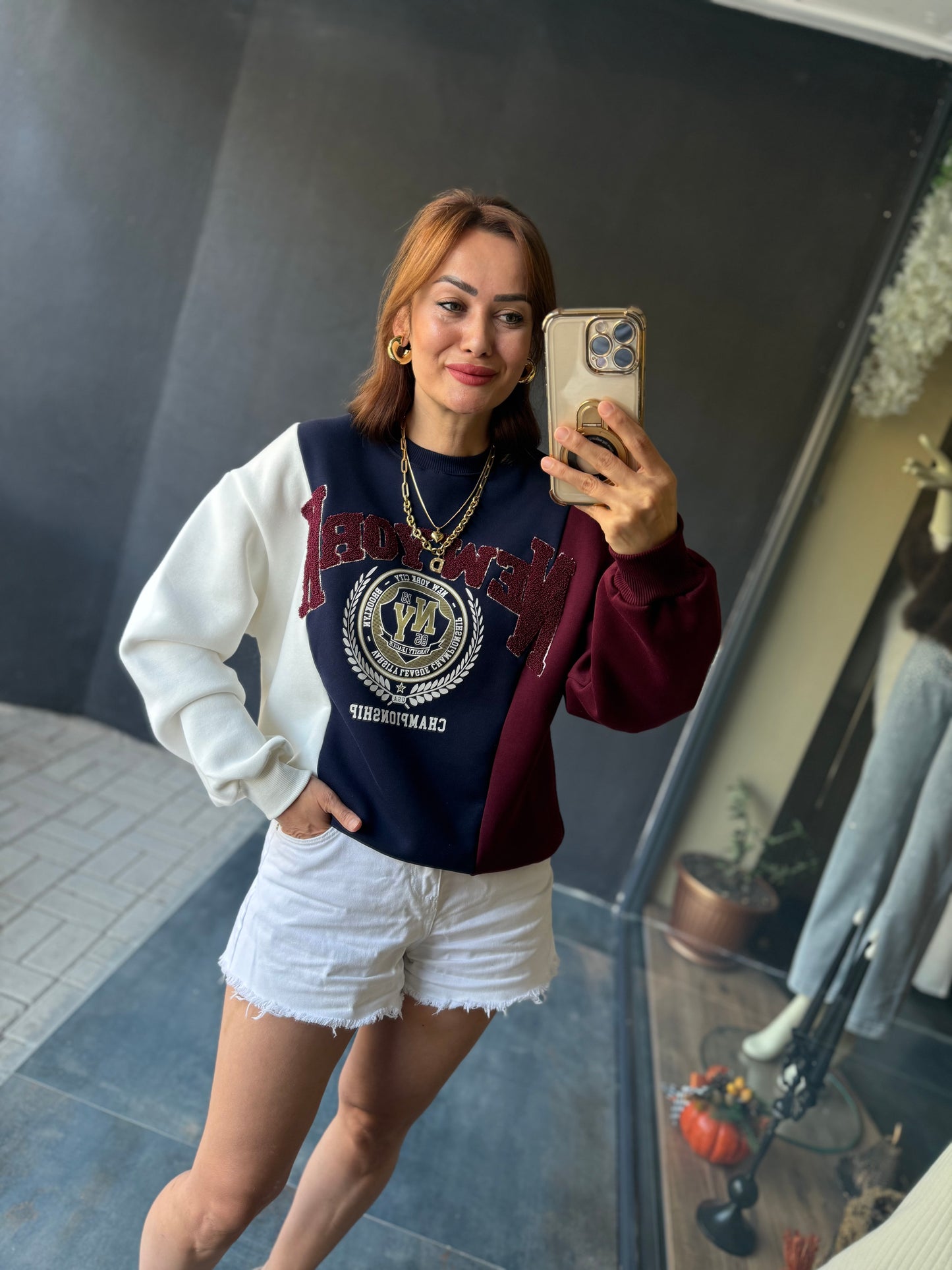 Muvy Bordo Kabartmalı Sweatshirt