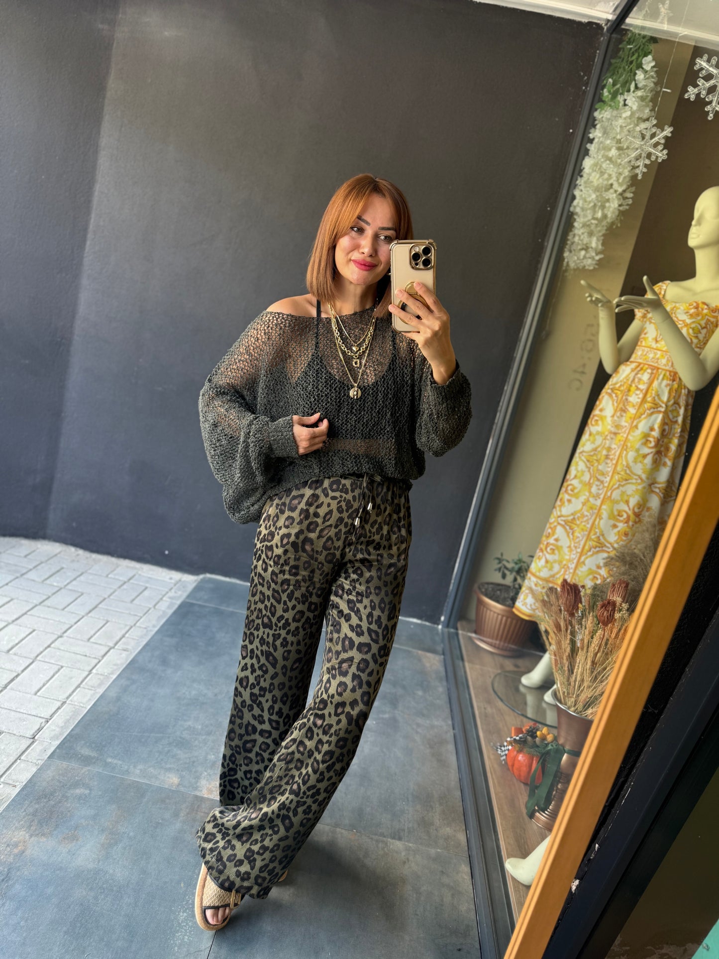 Virna Haki Leopar Pantolon