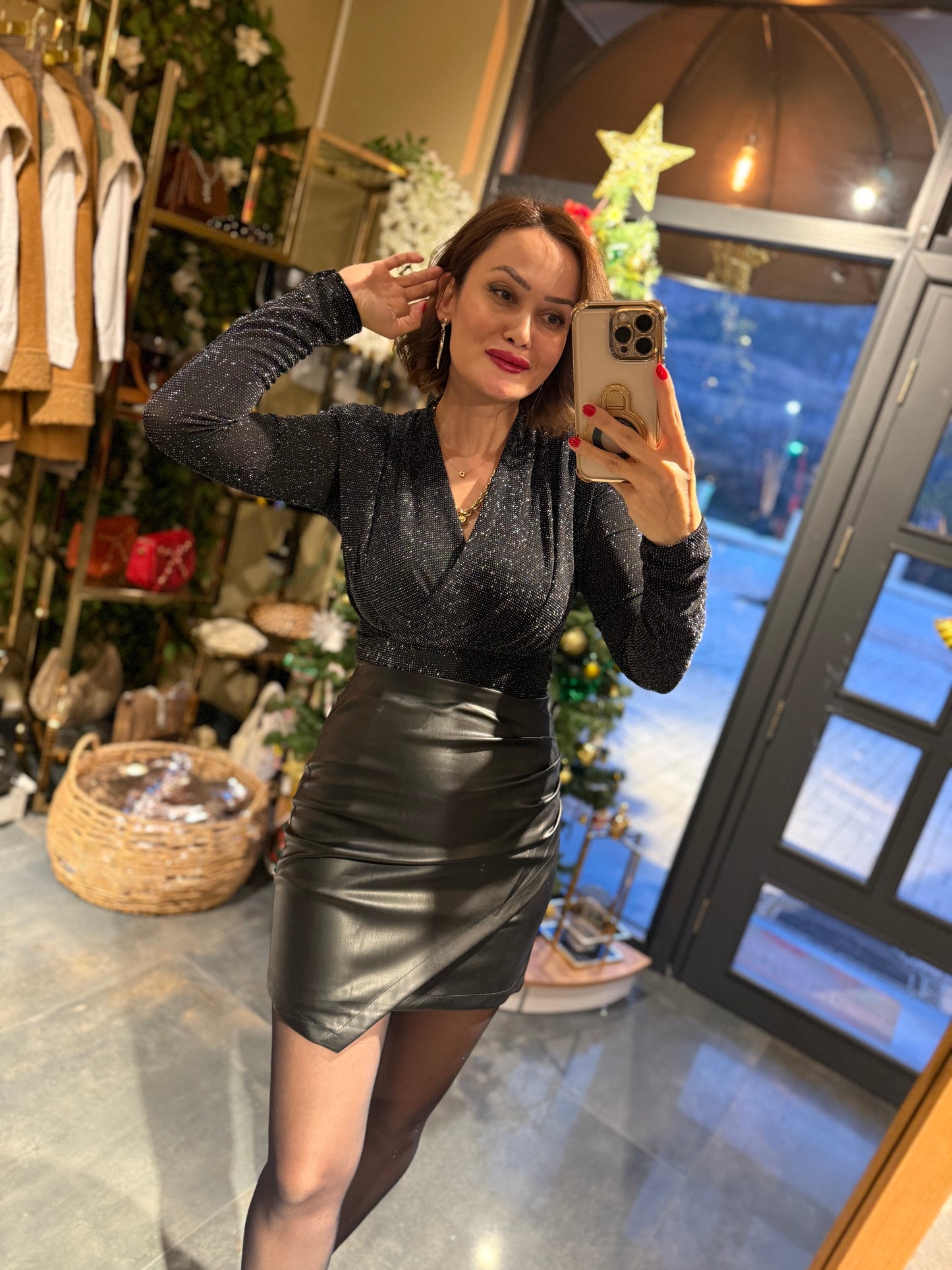 Miss Neşem Simli Kruvaze Bluz