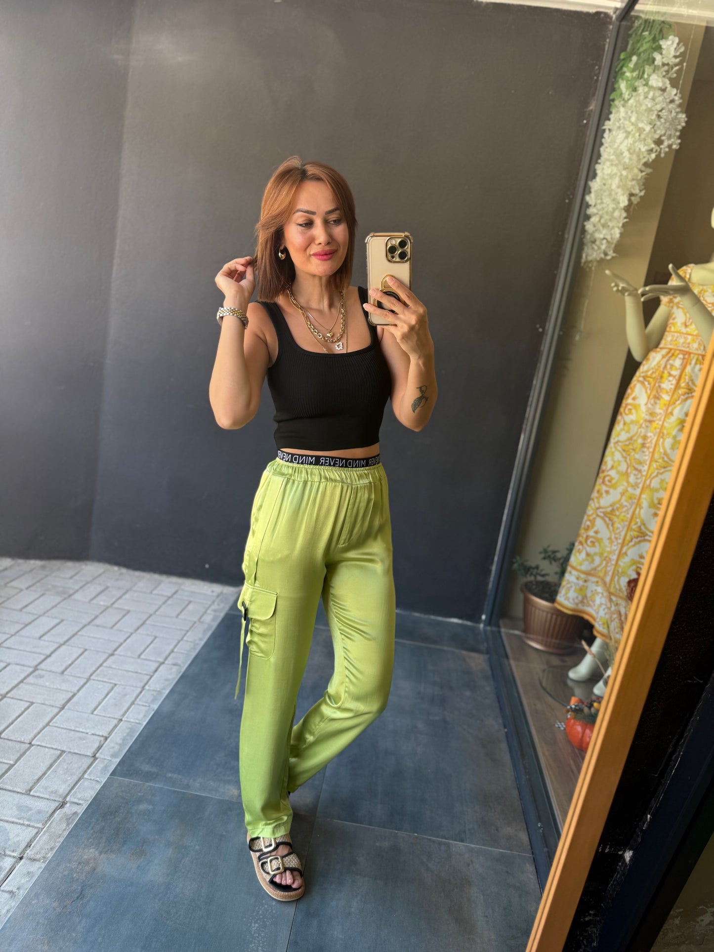 Farmy Yeşil Pantolon & Crop Takım