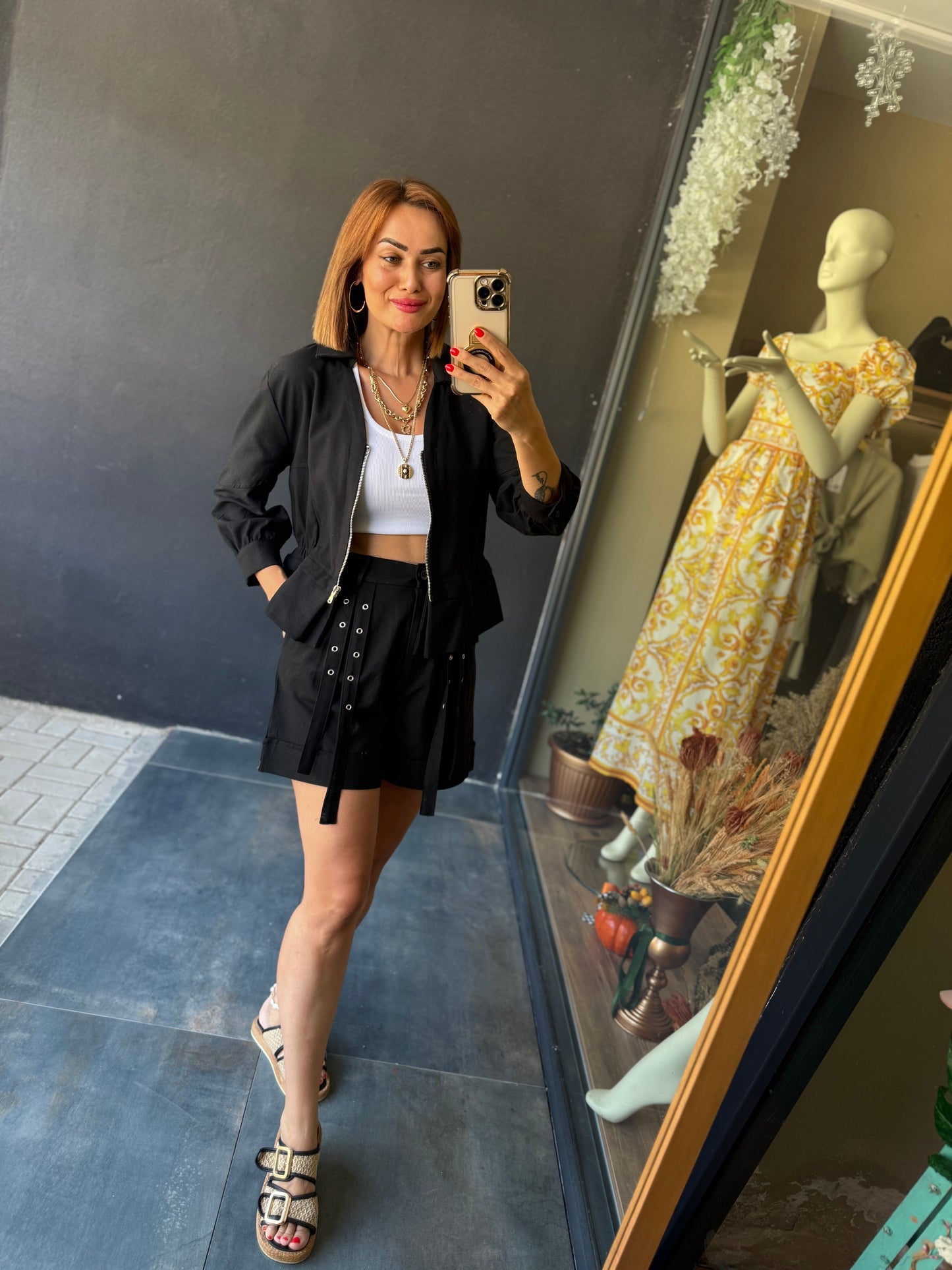 Ateks Siyah Ceket & Şort Takım