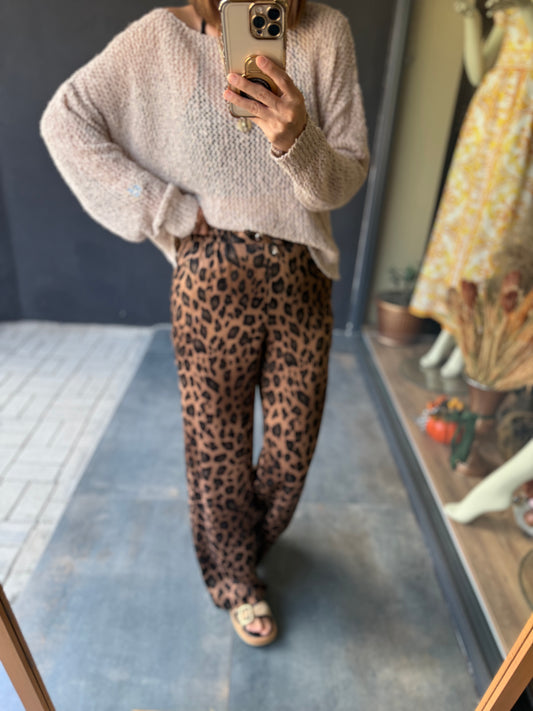 Virna Kahve Leopar Pantolon