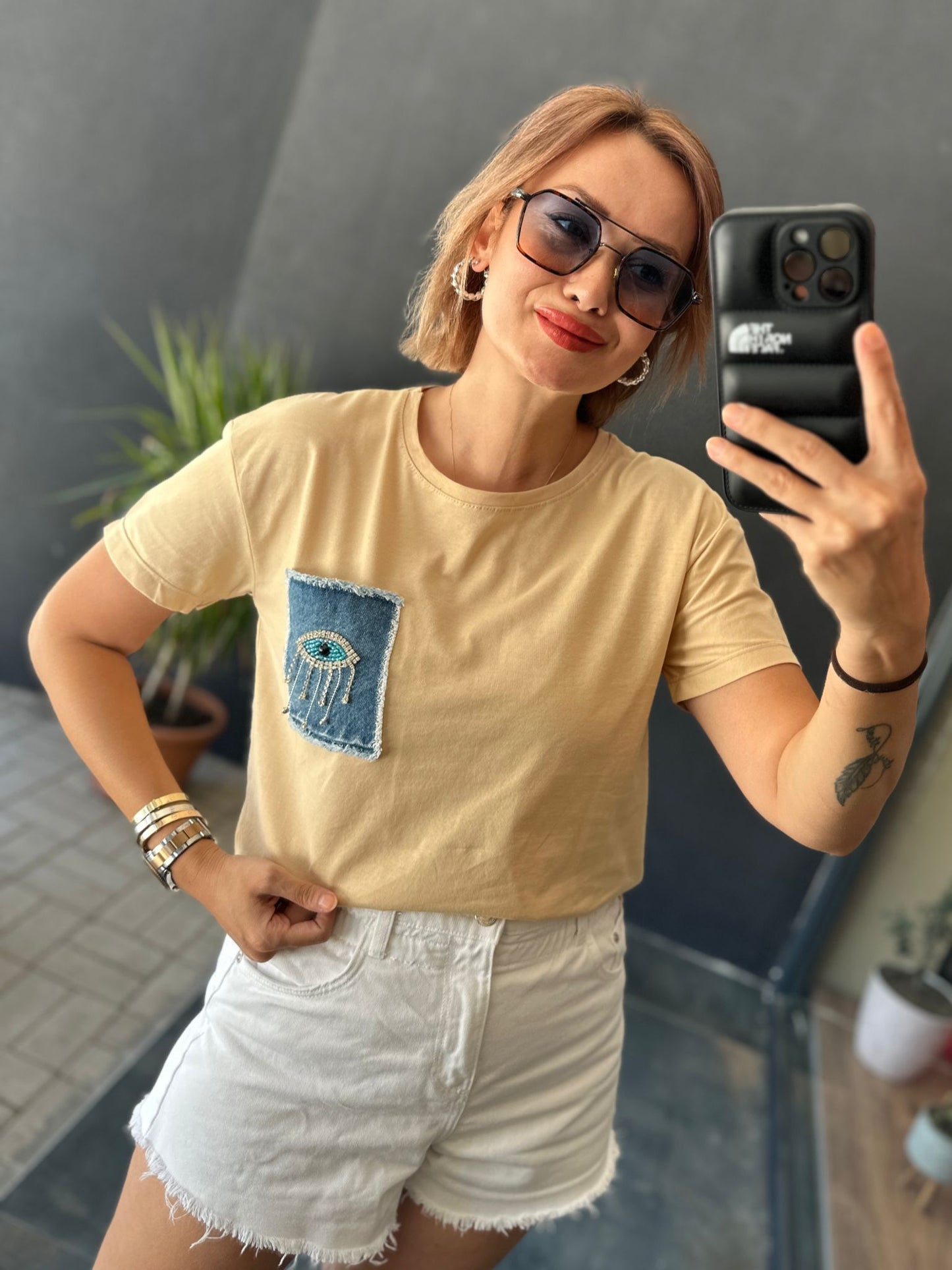 İpeksi 8 Kot Cep Detaylı Toprak T-Shirt