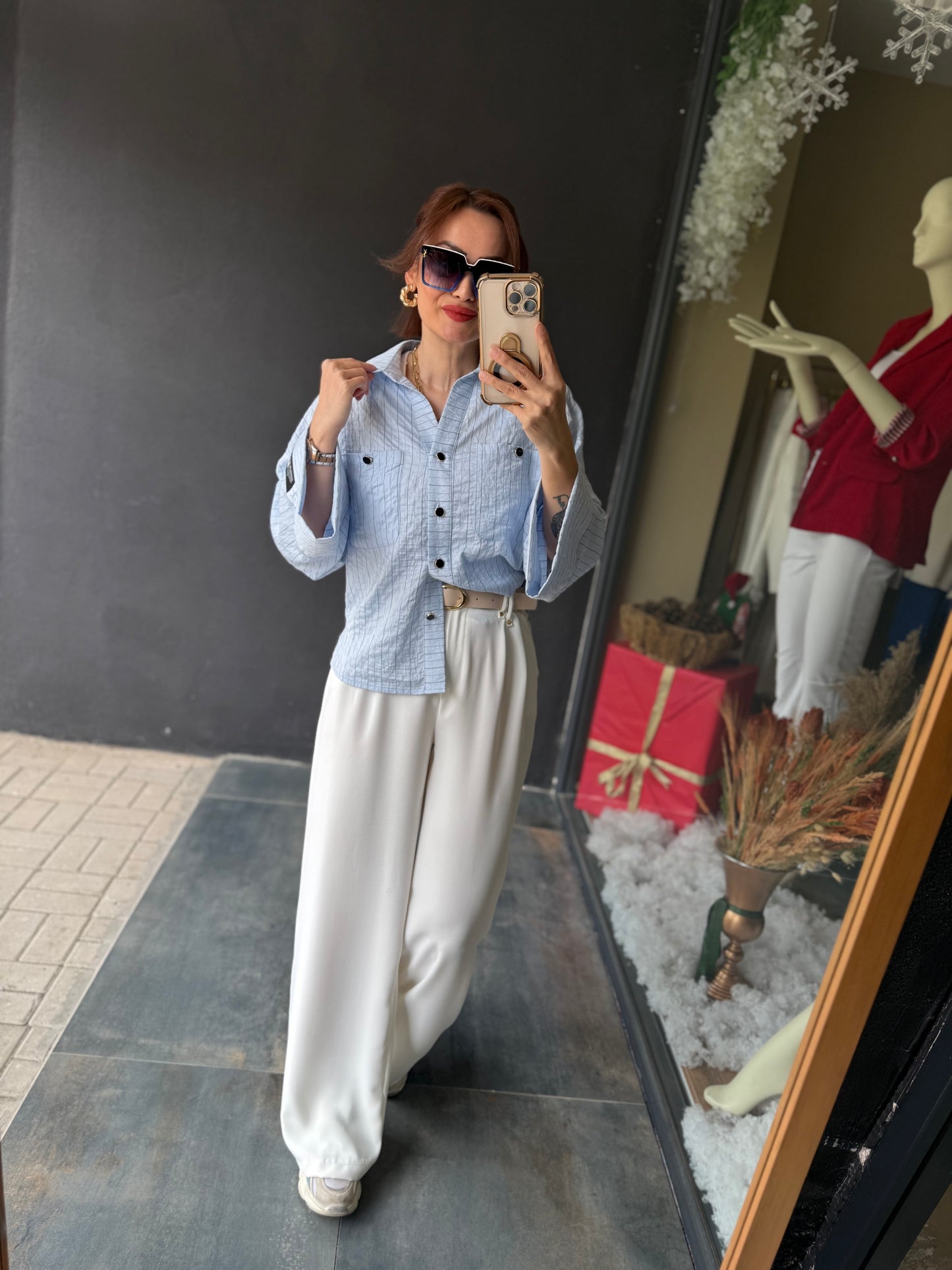 Rain Beyaz Palazzo Pantolon