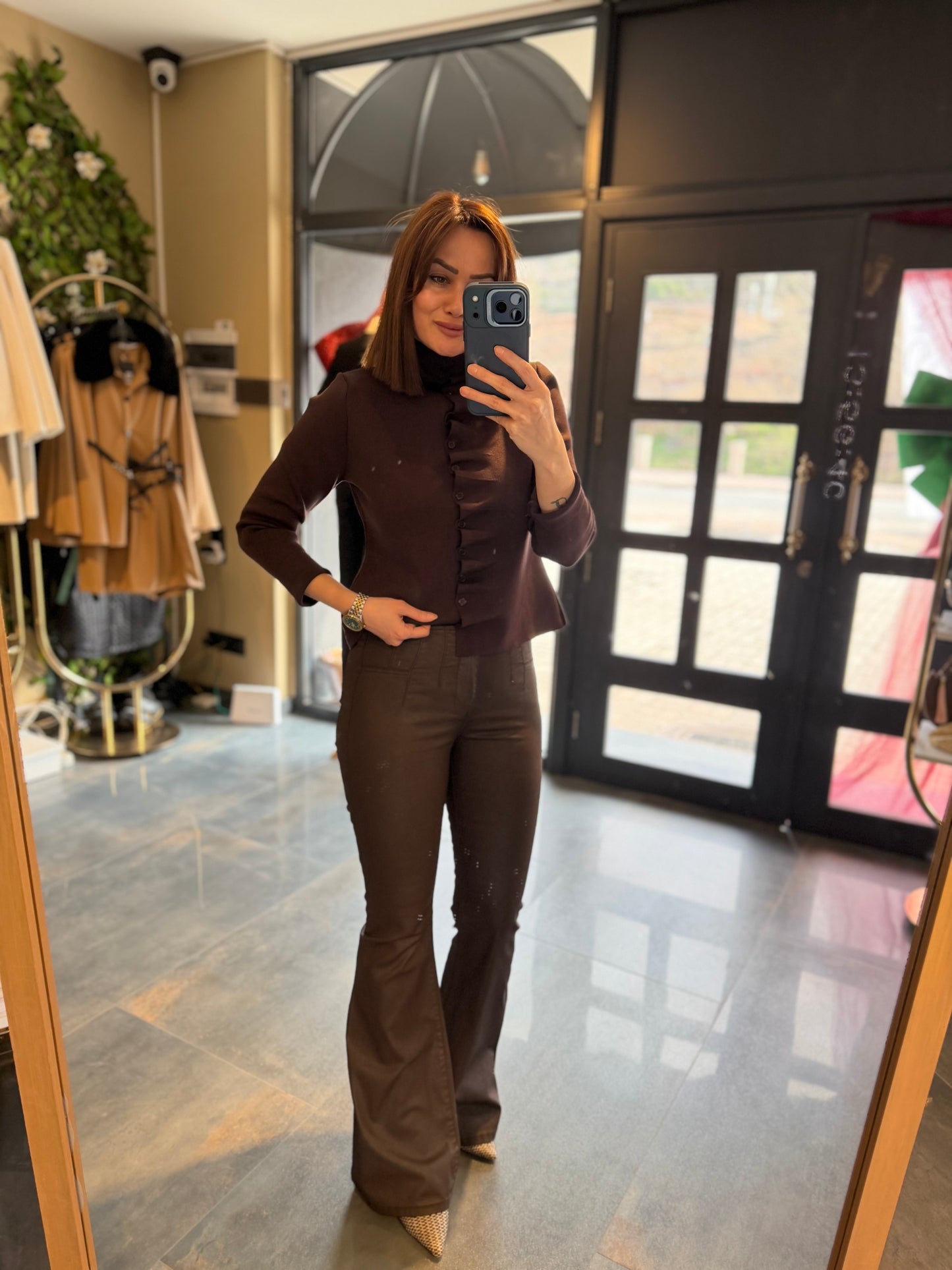 Xlove Mumlu Kahve İspanyol Pantolon