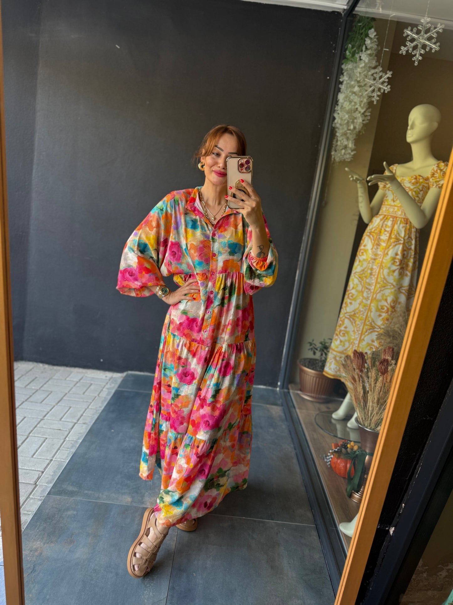 Naryn Renkli Tensel Elbise