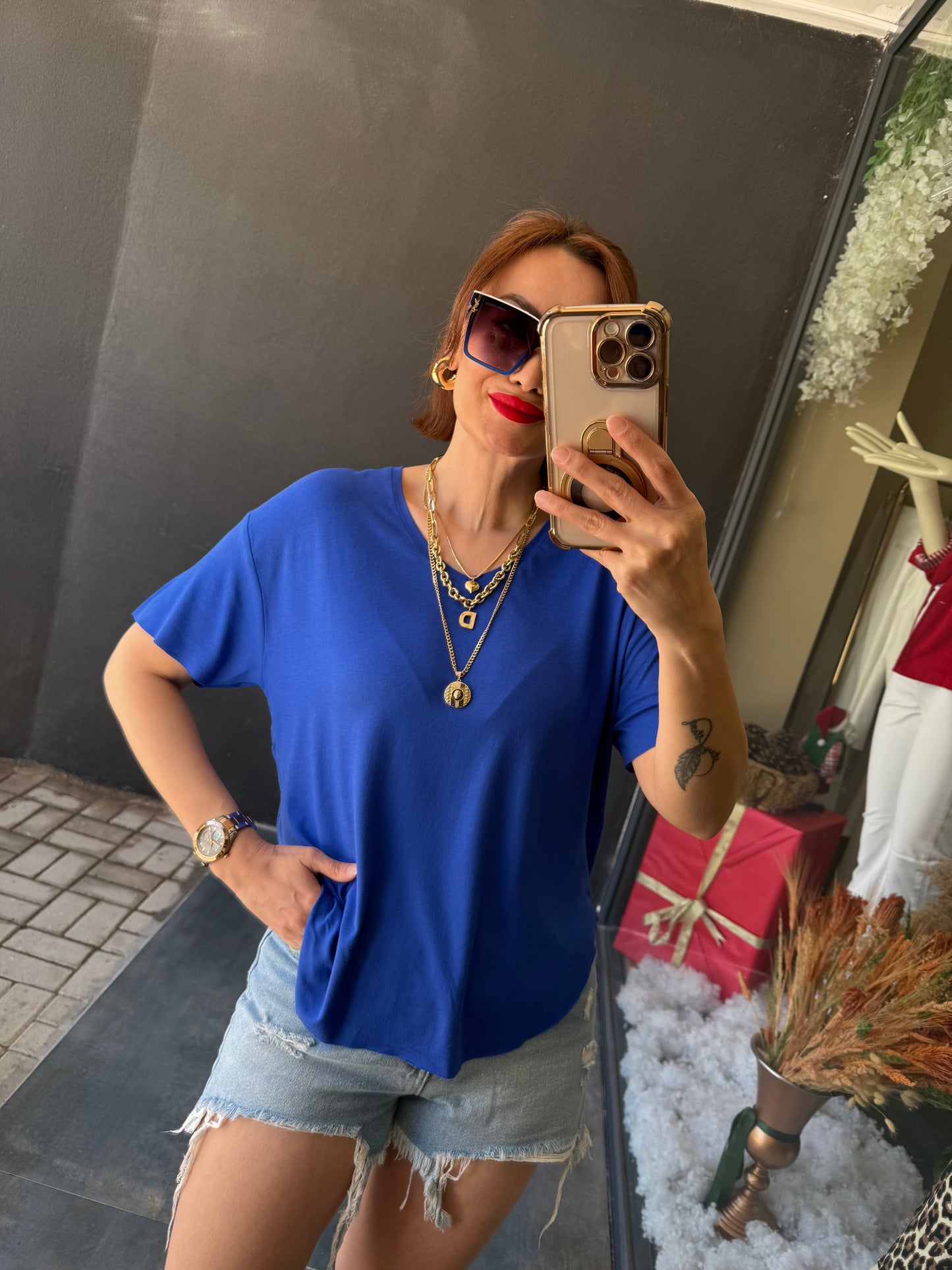 The Secret Mavi Yuvarlak Yaka Basic