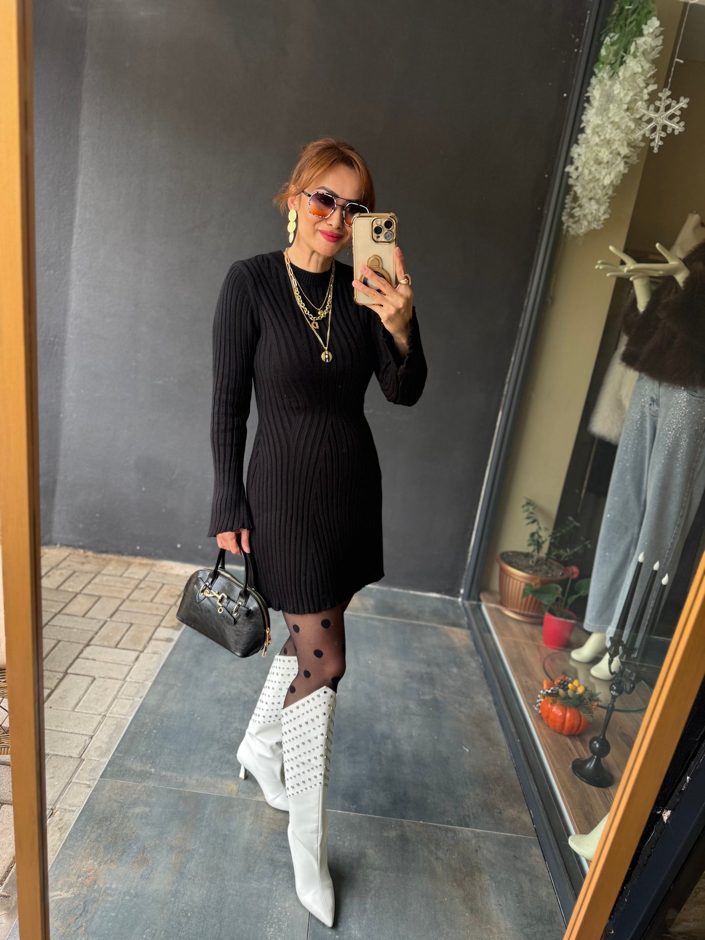 Silva Siyah Triko Elbise