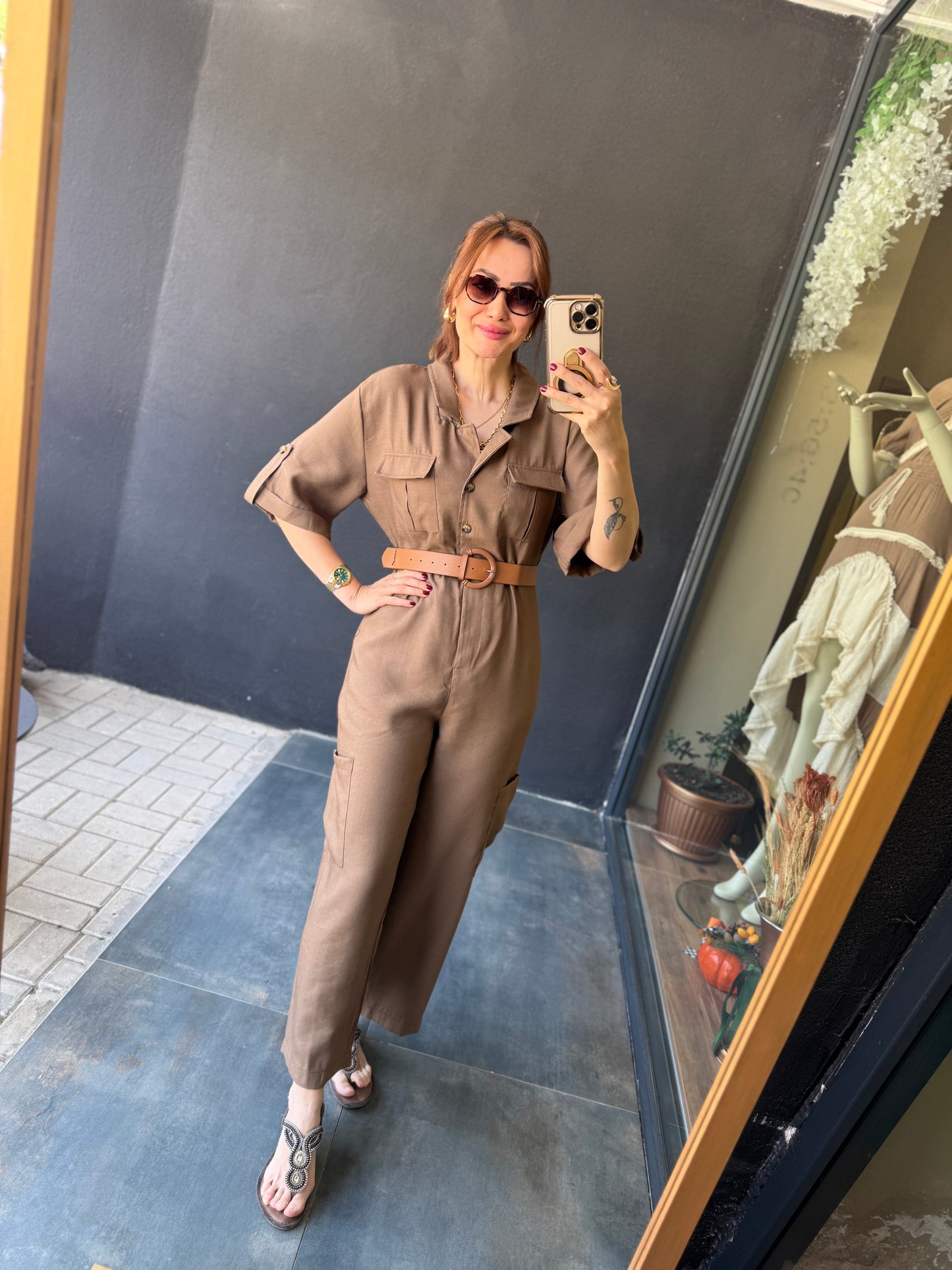 Dark Kahve Kemerli Tulum