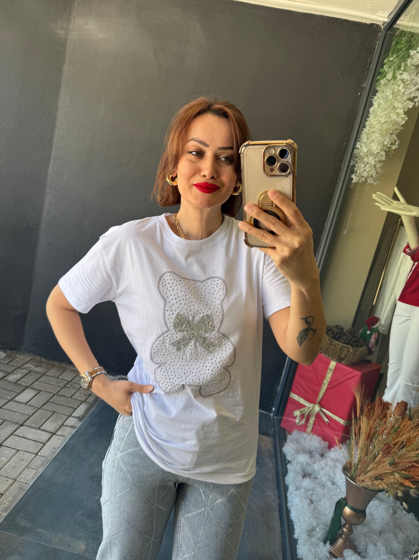 İpeksi Beyaz Ayıcıklı T-Shirt