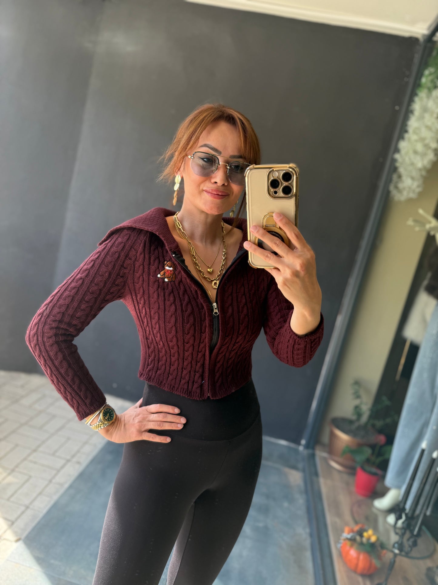 İkonic Bordo Teddy Hırka