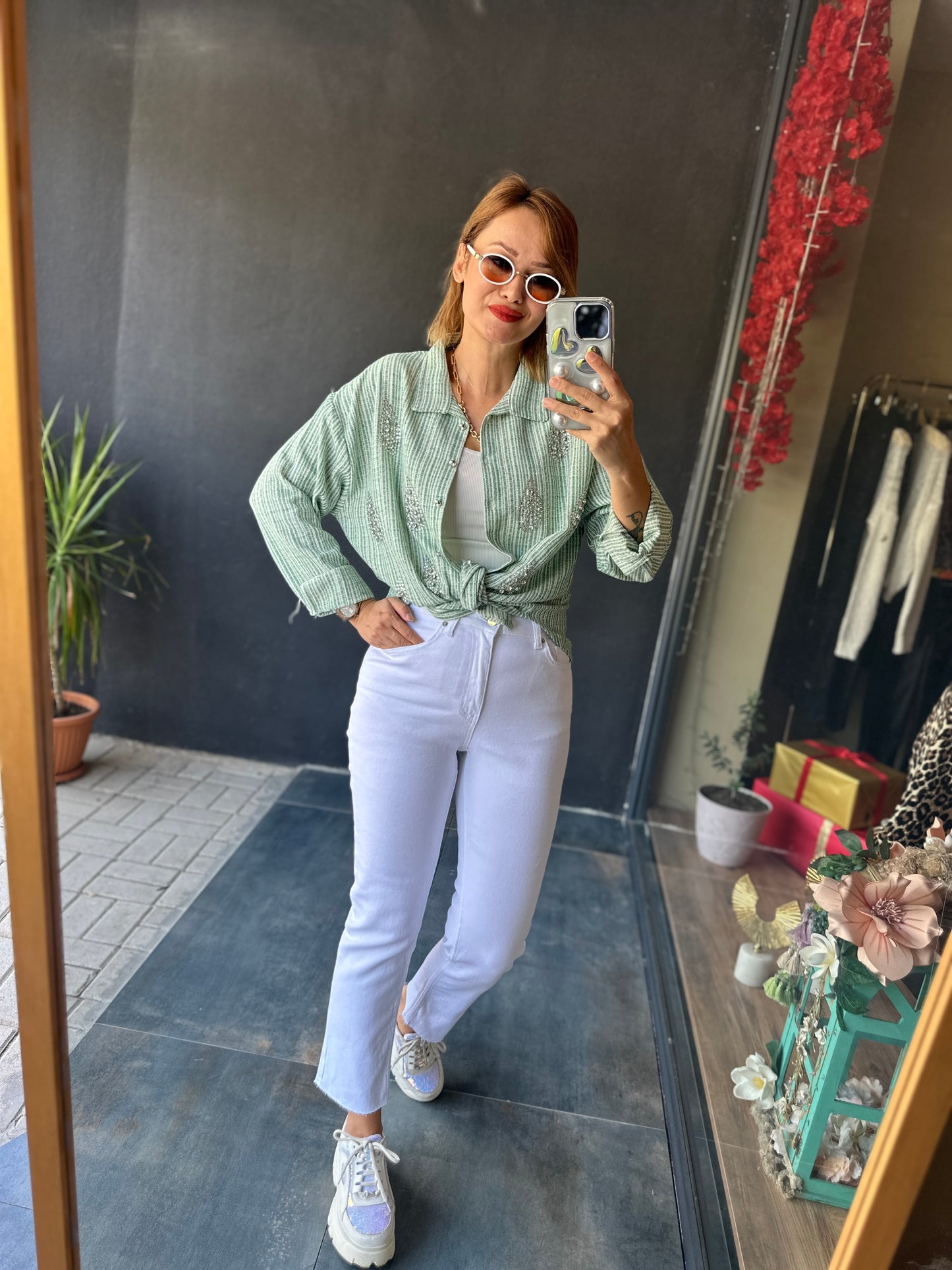 Daniel Yeşil Çizgili Gömlek