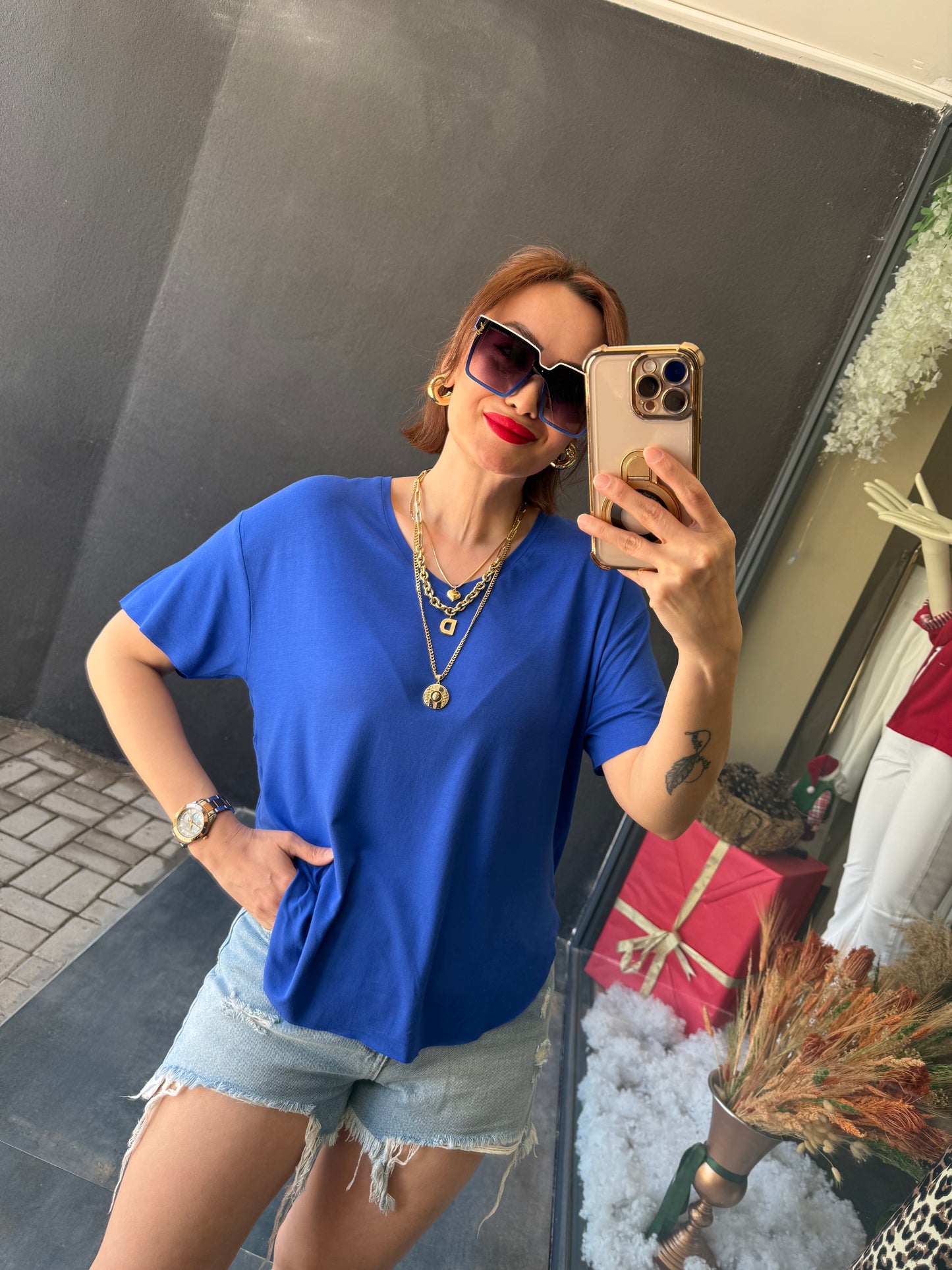 The Secret Mavi Yuvarlak Yaka Basic