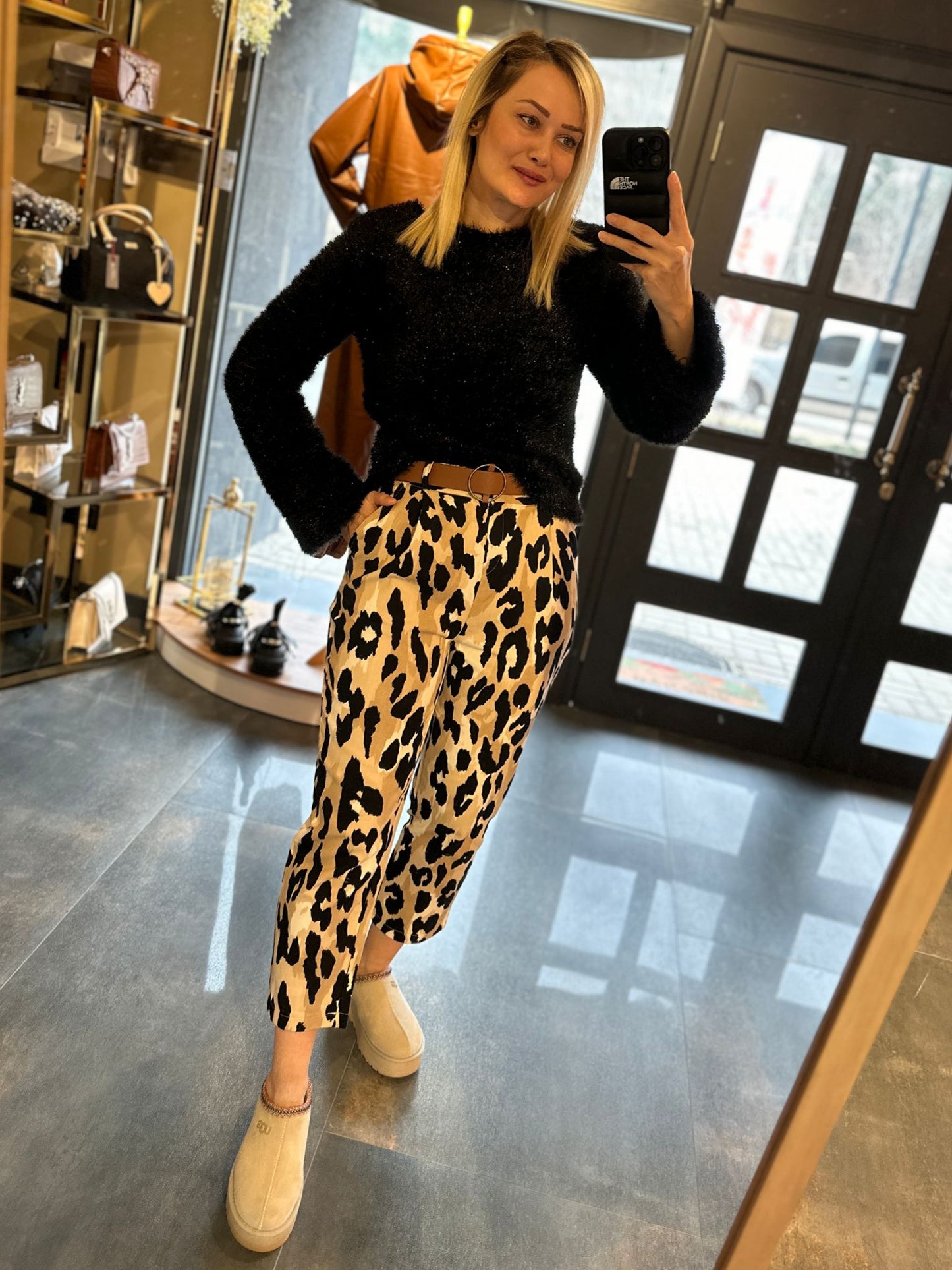 Yare Leopar Keten Pantolon