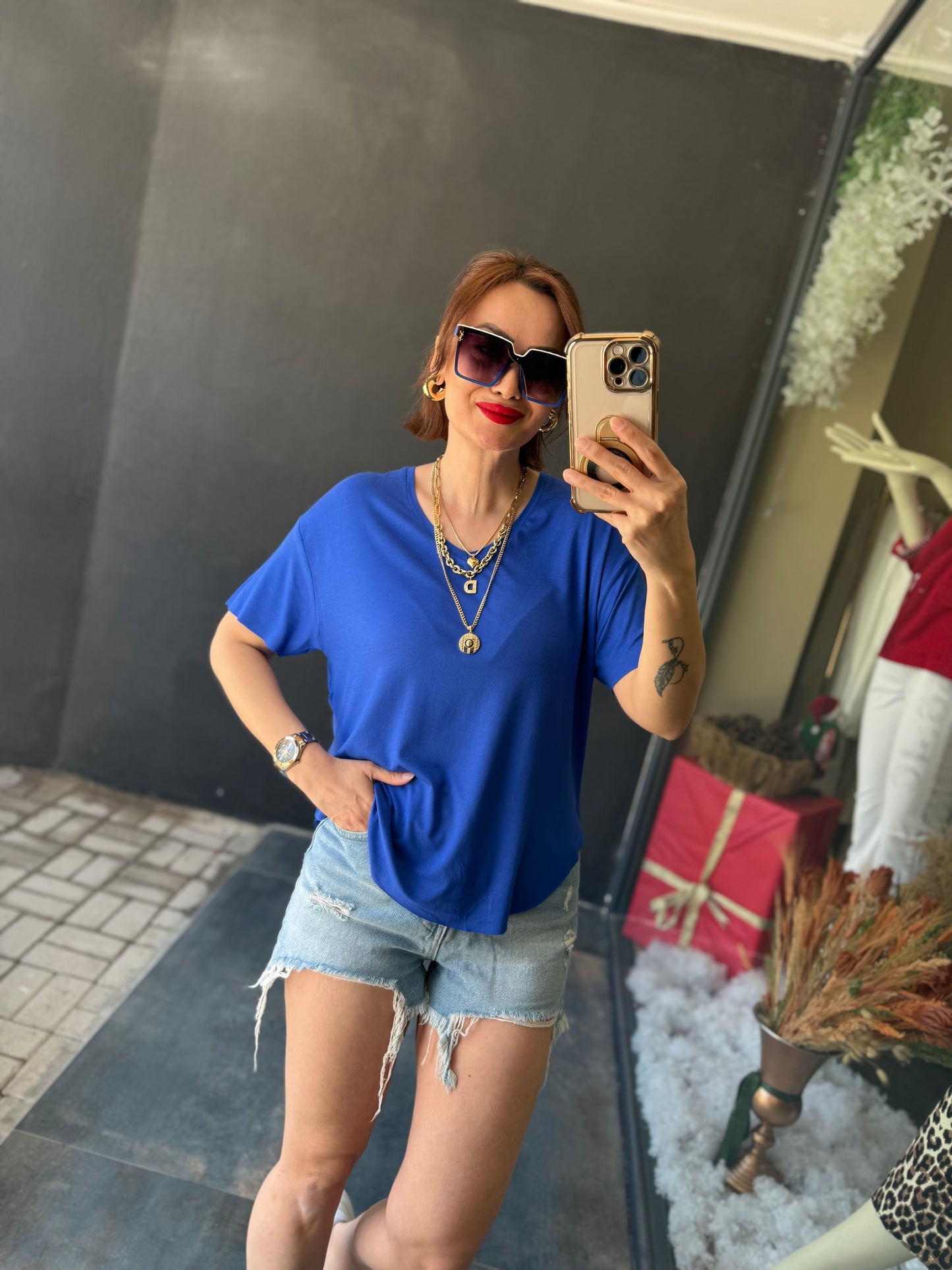 The Secret Mavi Yuvarlak Yaka Basic