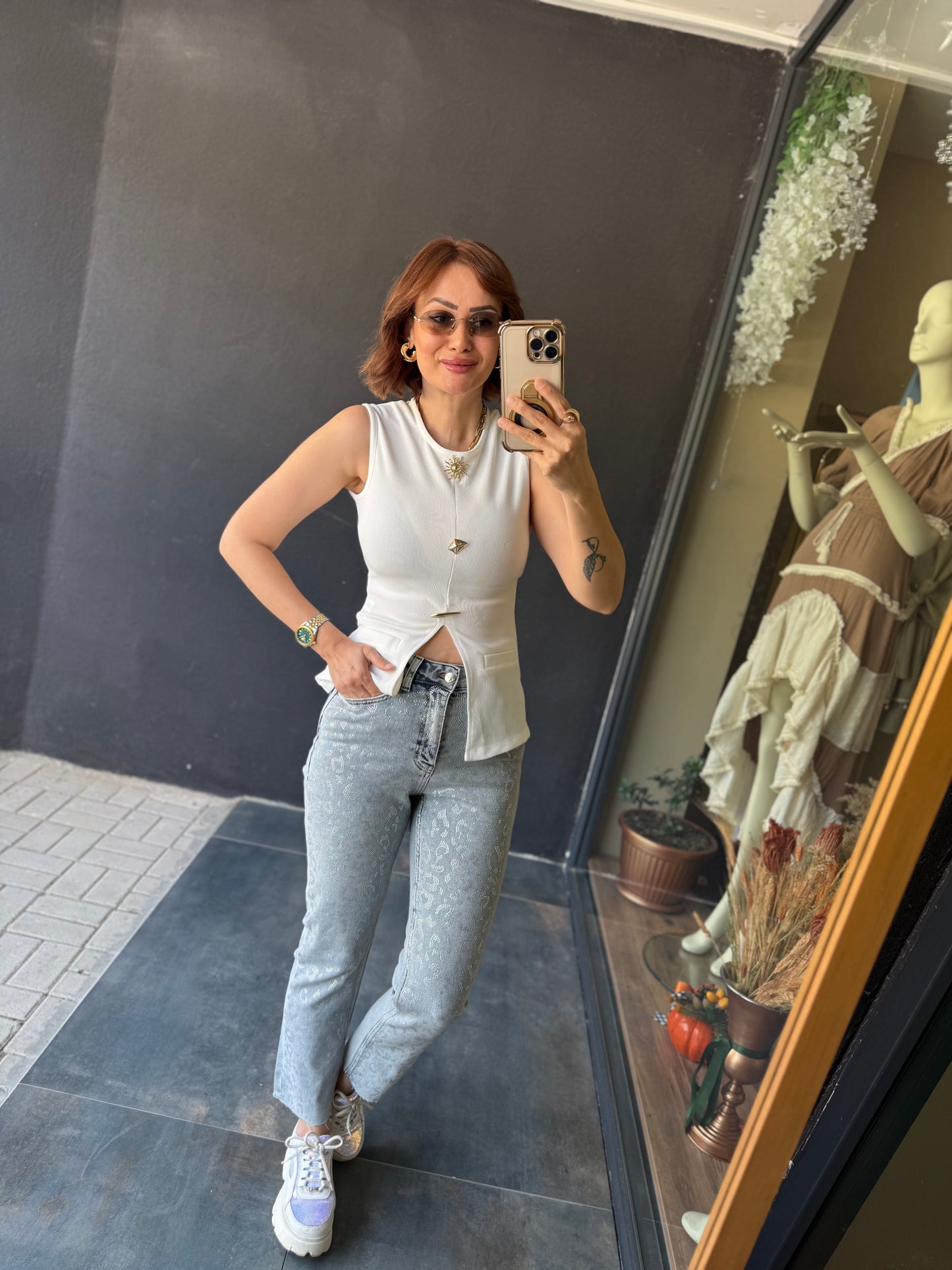 Xlove New Buz Yapıştırma Taş Jean