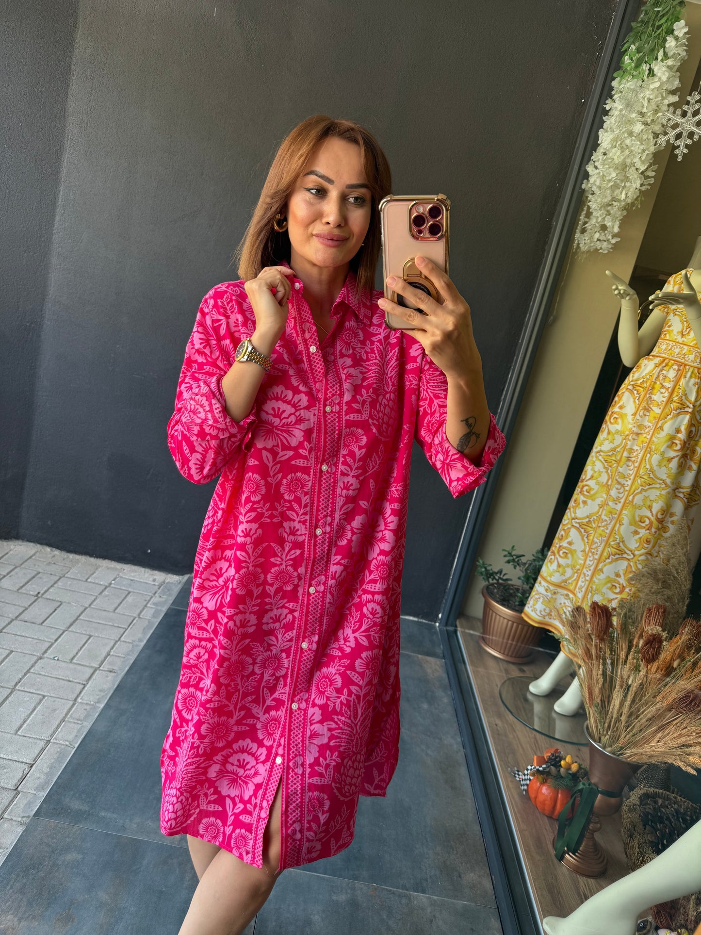 Purina Pembe Desenli Gömlek Tunik