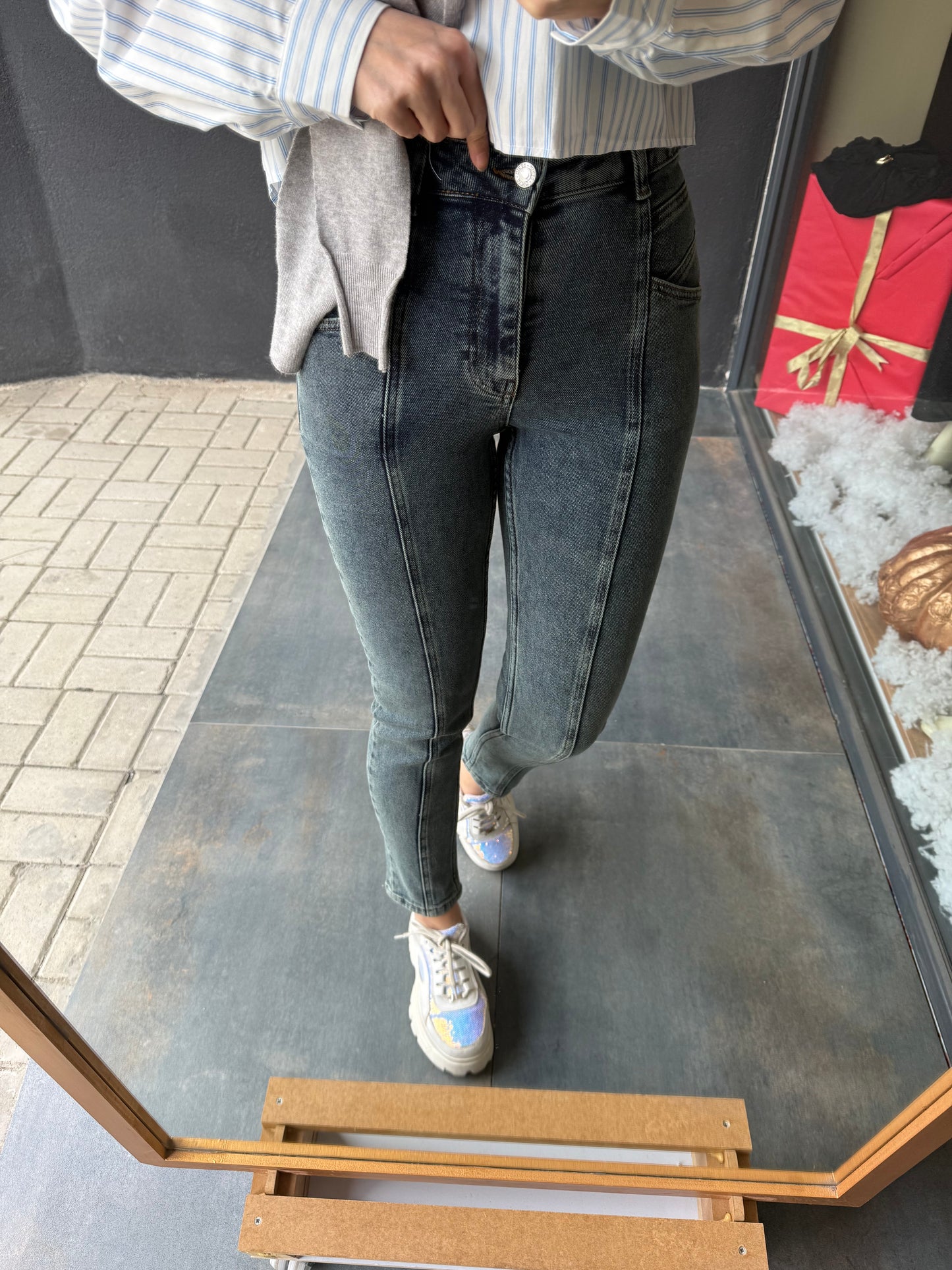 Xlove Oksitli Önden Şeritli Jean