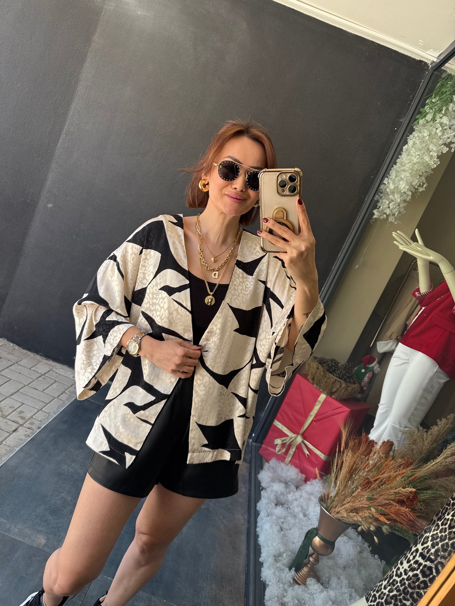 Kotto Siyah Desenli Blazer Ceket