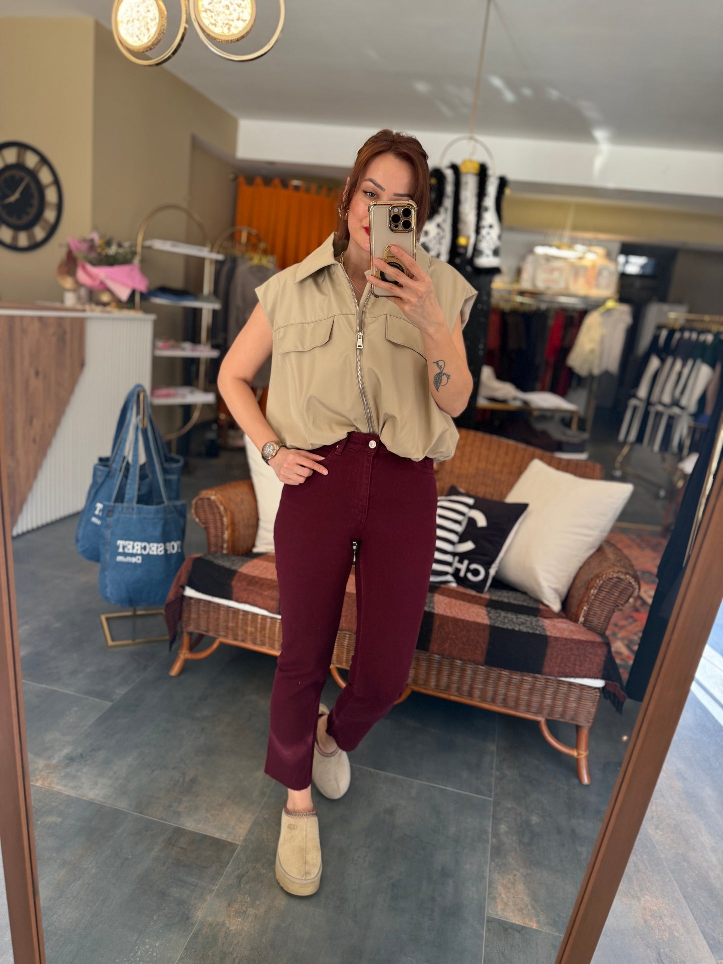 Xlove Bordo Jean Pantolon