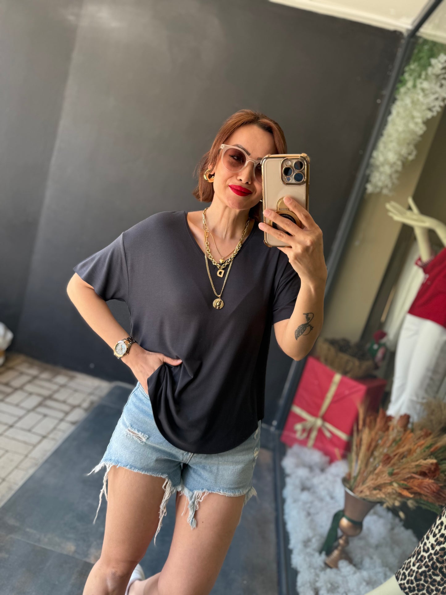 The Secret Antrasit Yuvarlak Yaka Basic